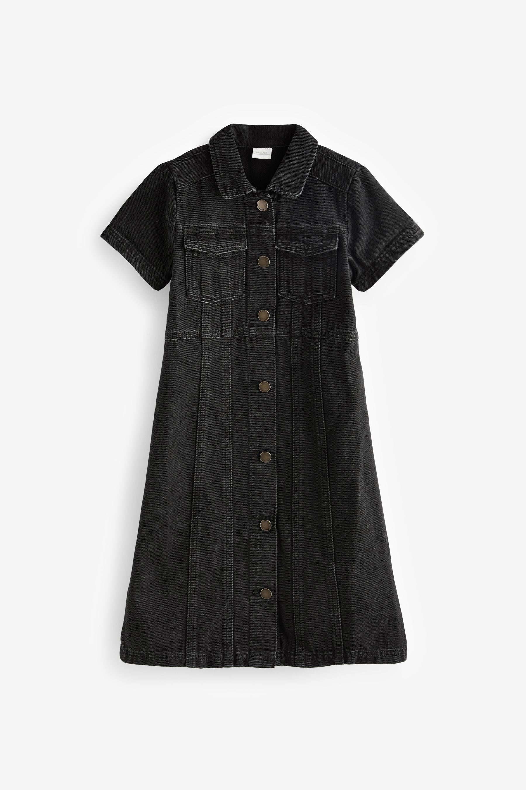 Maxi Length Black Fitted Denim Dress (3-16yrs)