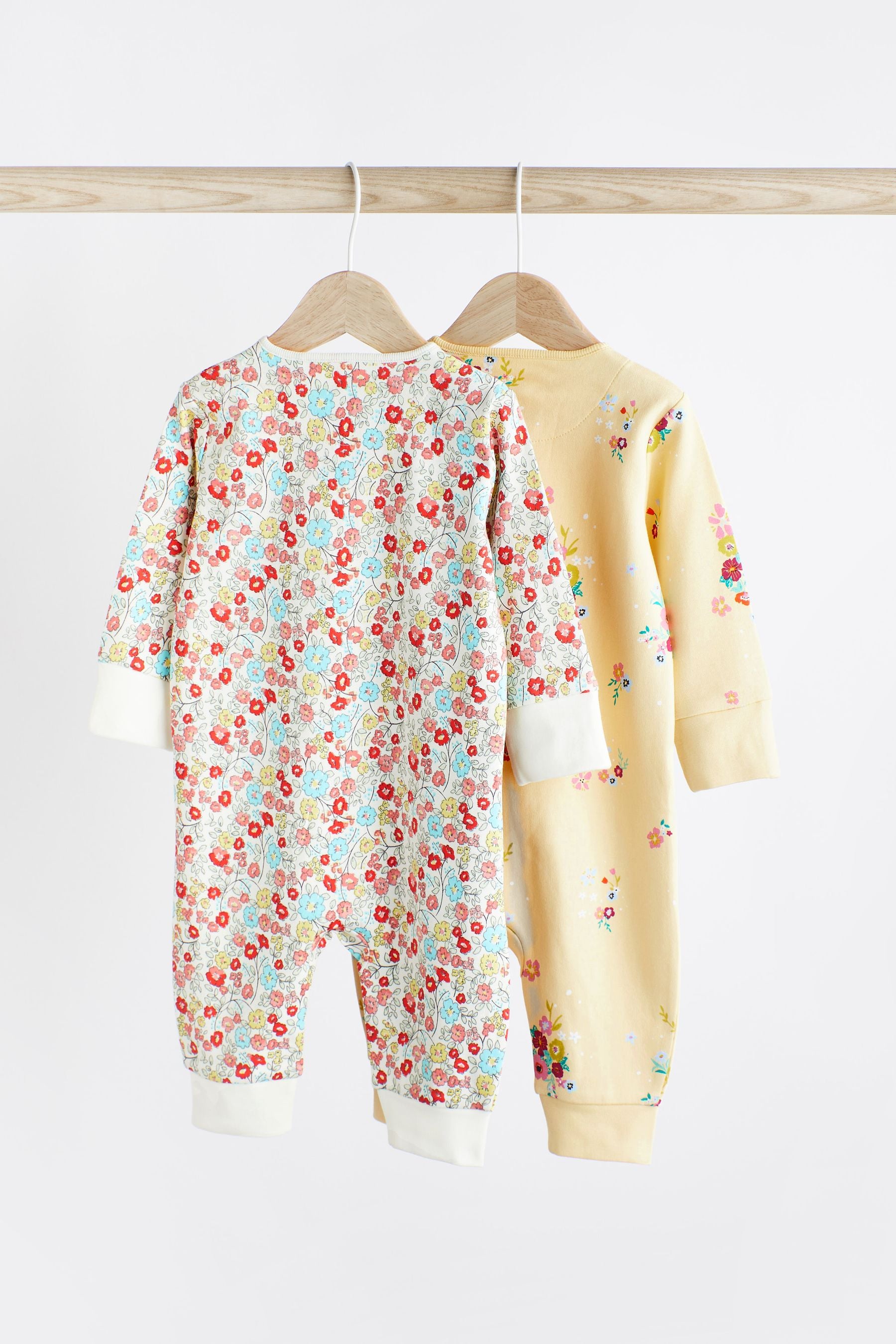 Multi Printed Footless Baby Sleepsuits 2 Pack (0mths-3yrs)