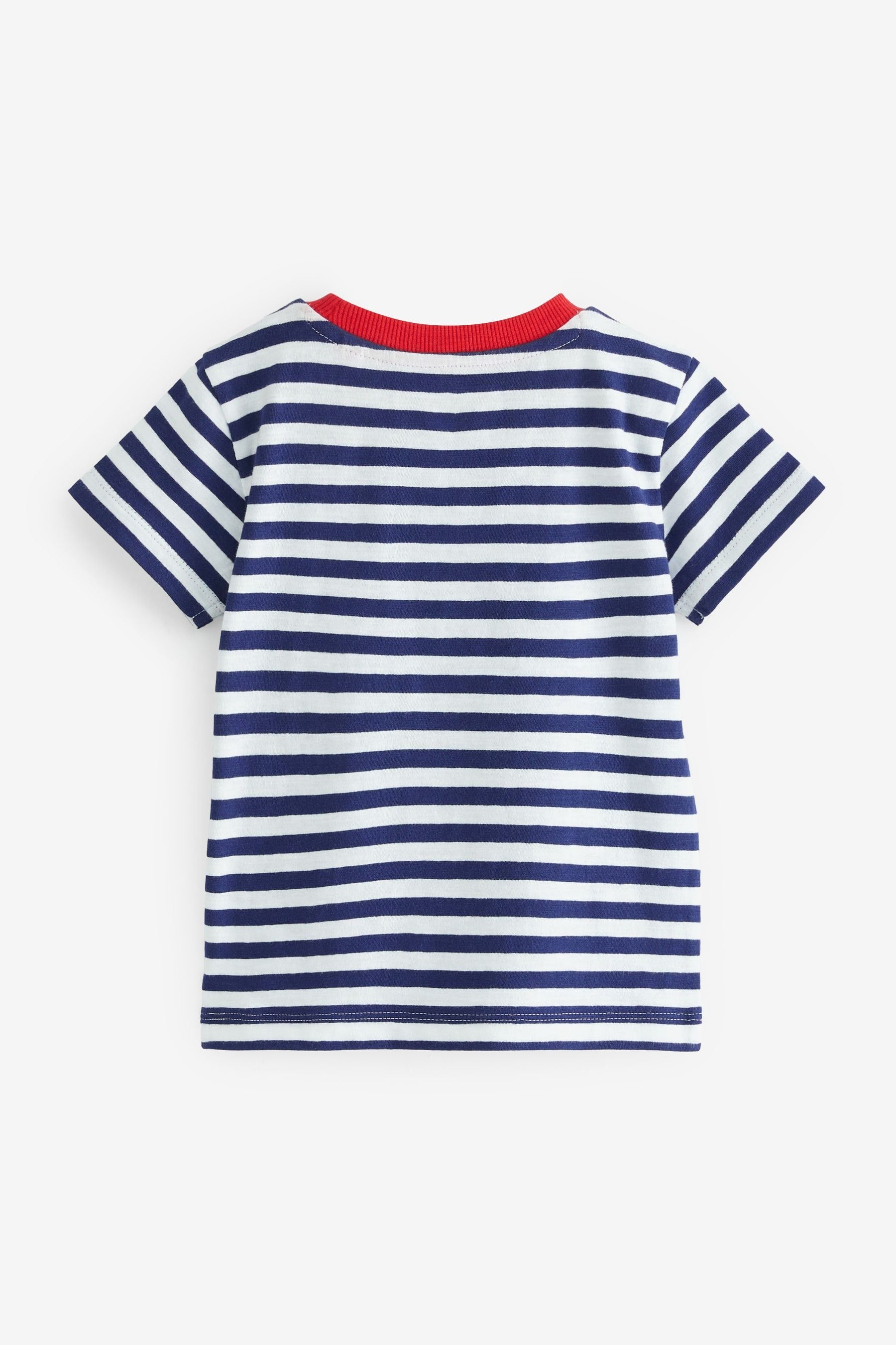 Navy Blue/White Stripe Bus Pocket T-Shirt (3mths-7yrs)