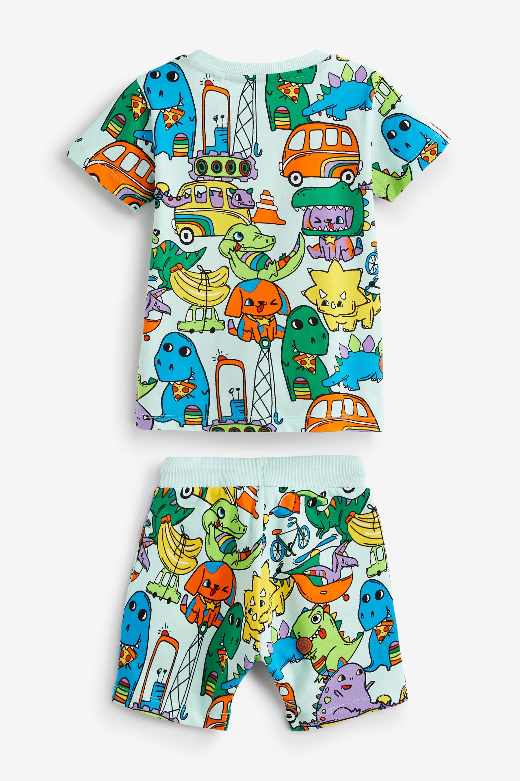 Blue Short Sleeve T-Shirt and Short Bright Graphic Set (3mths-7yrs)