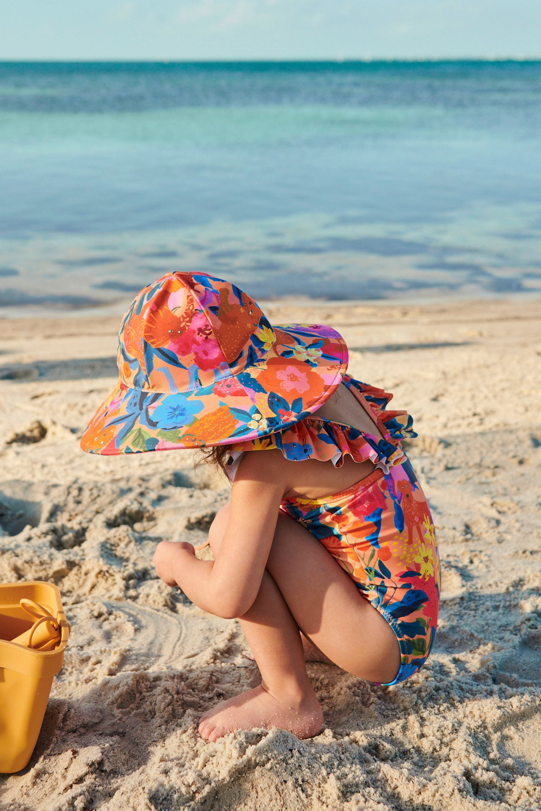 Orange Frill Sleeved Swimsuit (3mths-12yrs)