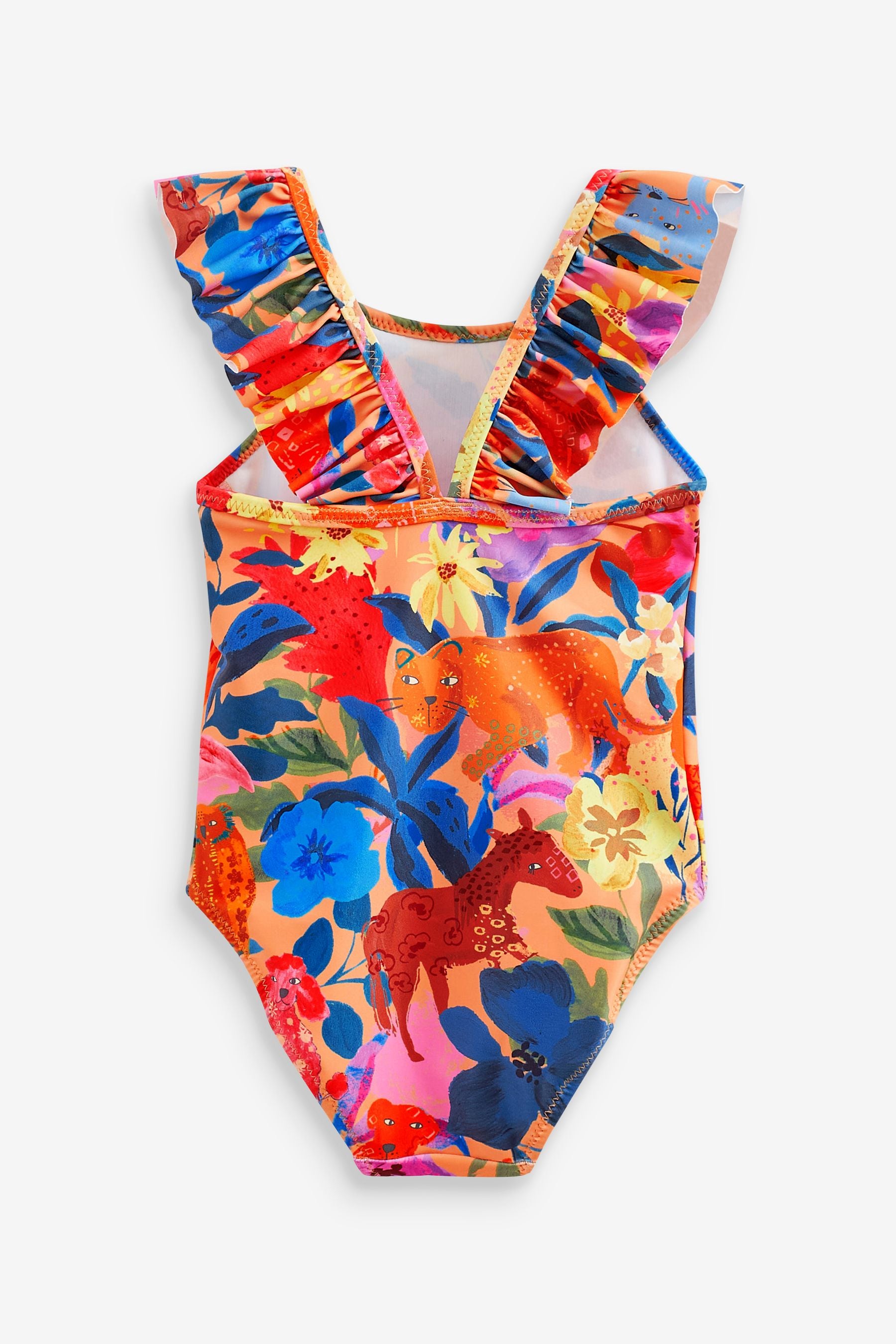 Orange Frill Sleeved Swimsuit (3mths-12yrs)