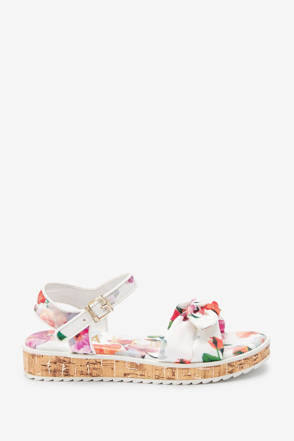 White Baker by Ted Baker Floral Cork Wedge Sandals