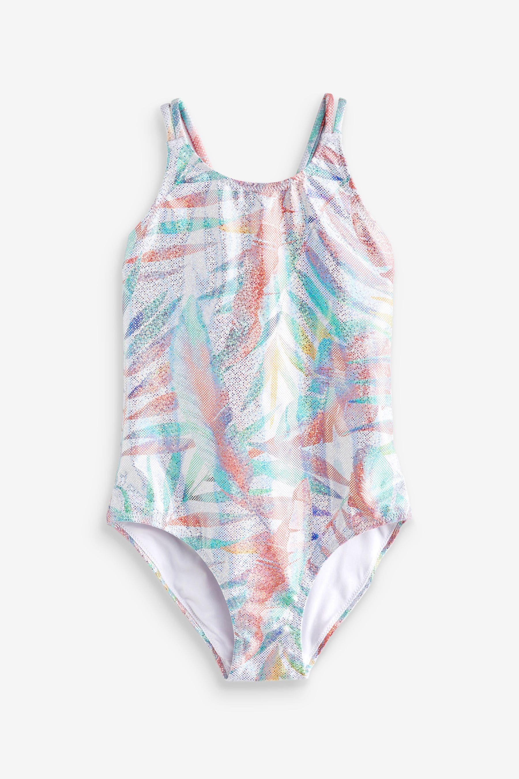 Ecru White Palm Swimsuit (3-16yrs)