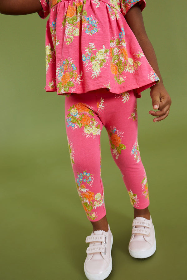 Bright Pink Floral Leggings (3mths-7yrs)