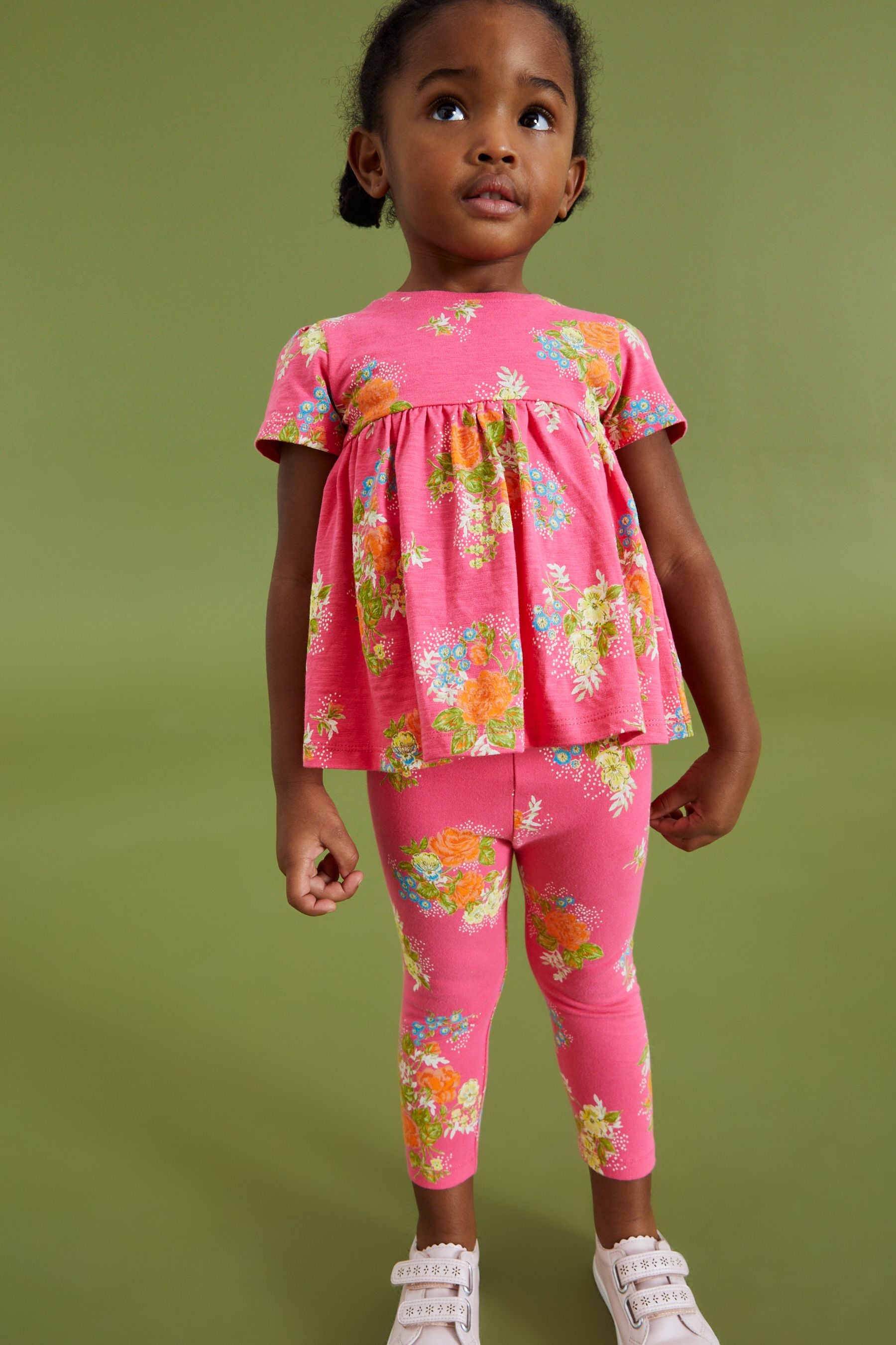 Bright Pink Floral Leggings (3mths-7yrs)