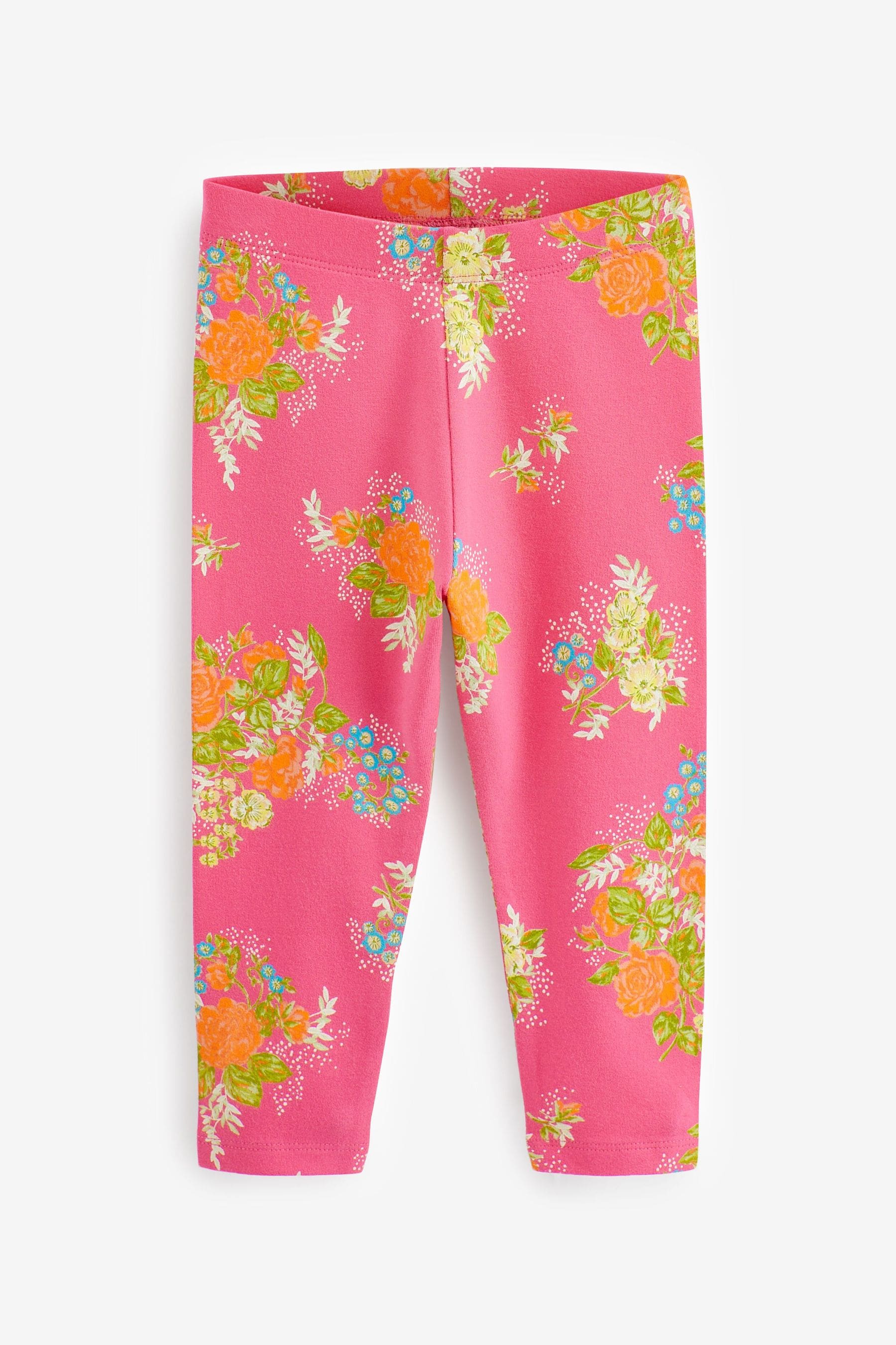 Bright Pink Floral Leggings (3mths-7yrs)