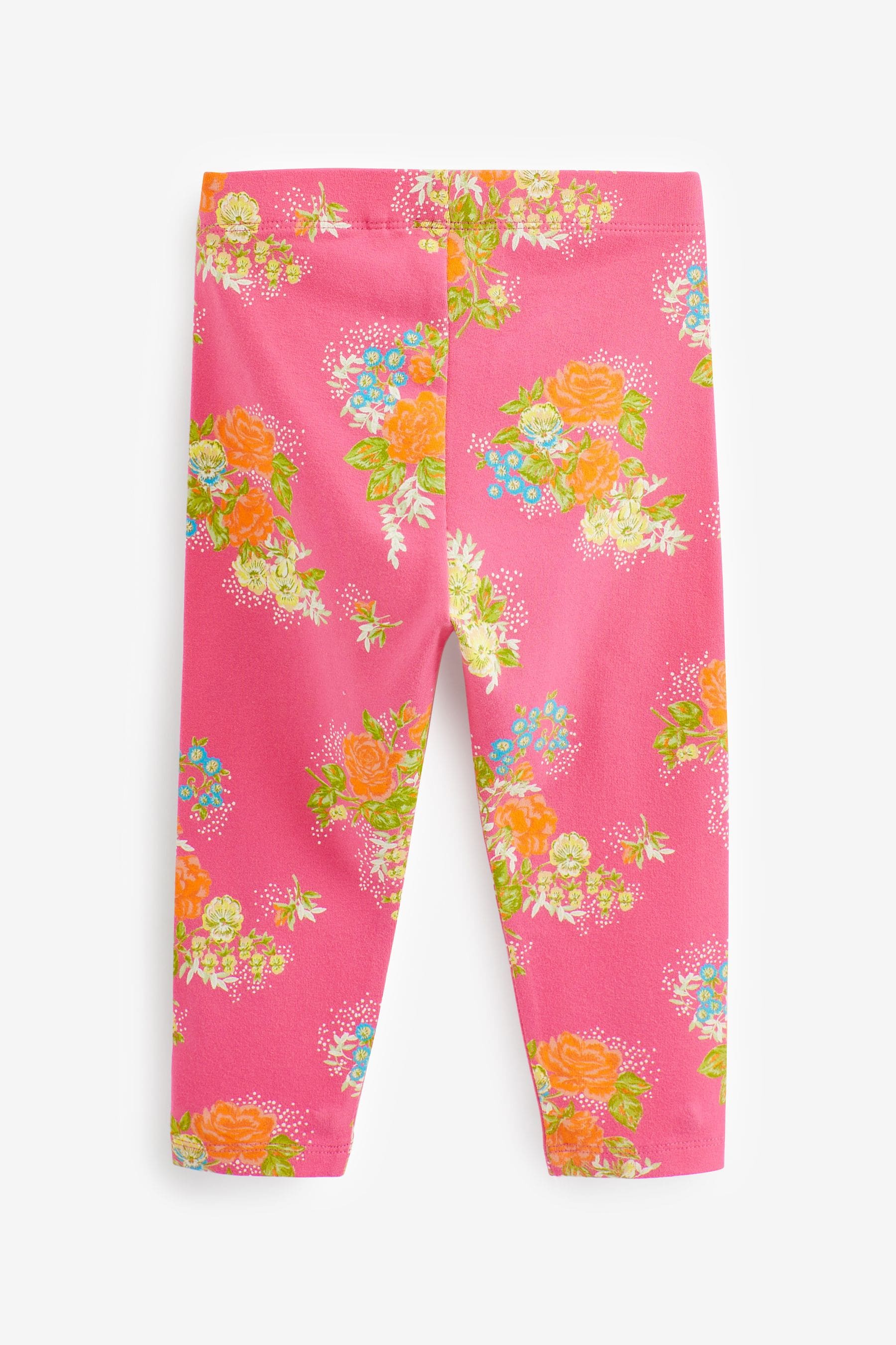 Bright Pink Floral Leggings (3mths-7yrs)