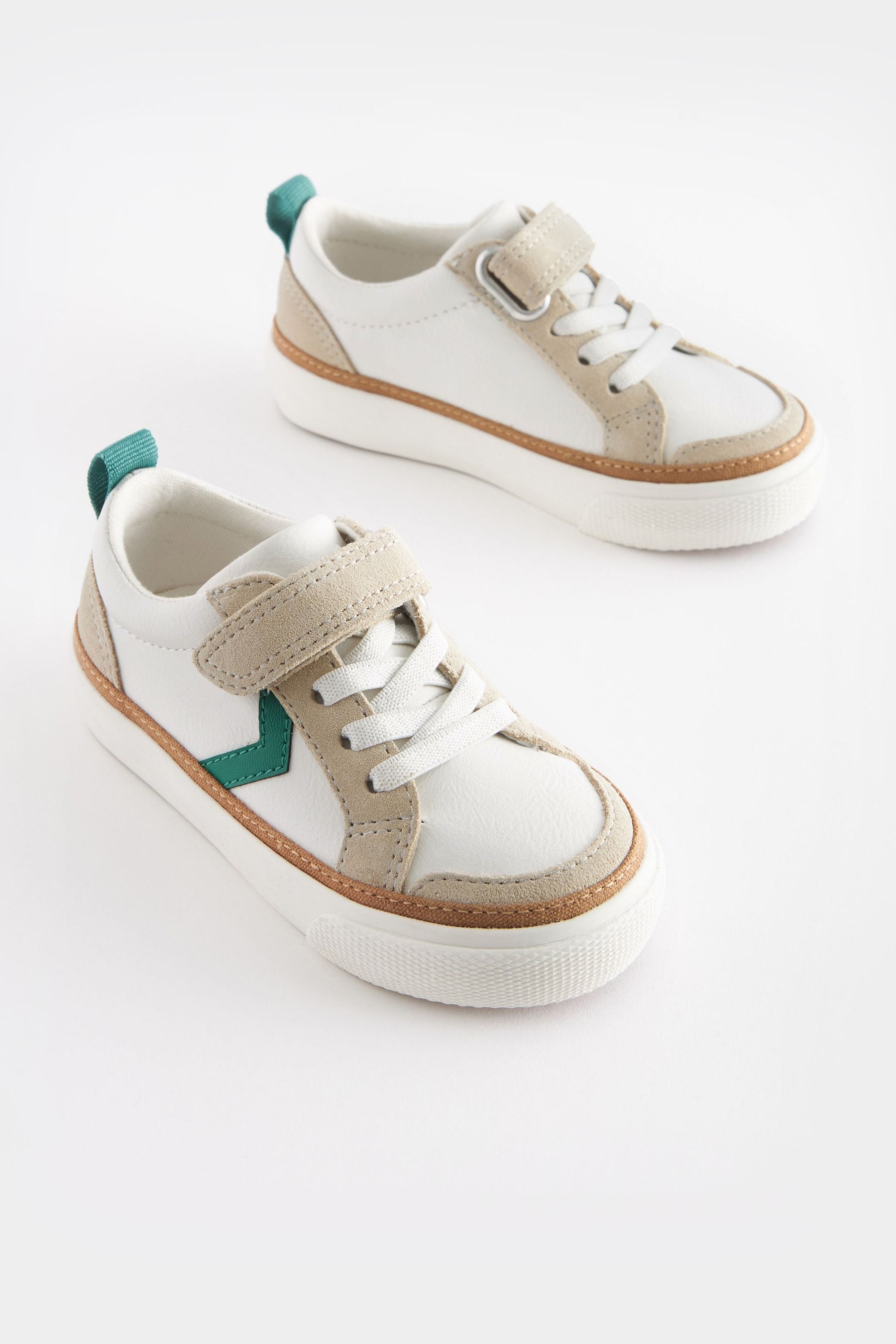 White/Green Touch Fastening Chevron Trainers