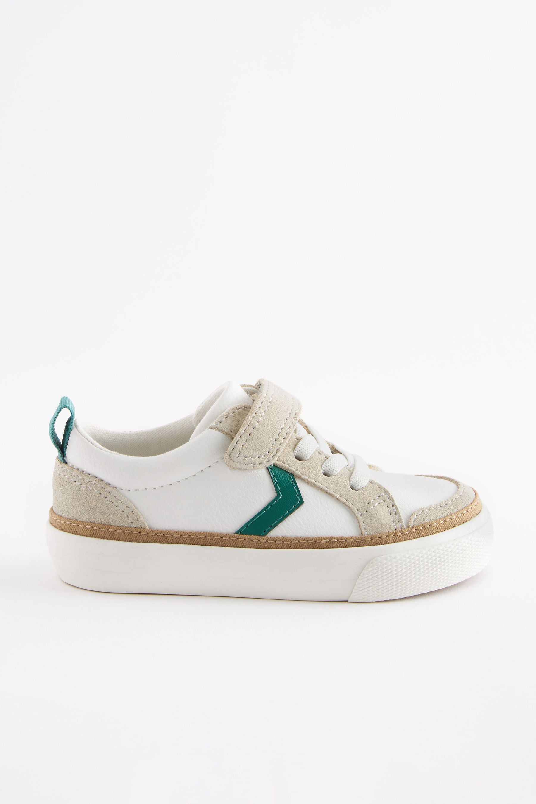 White/Green Touch Fastening Chevron Trainers