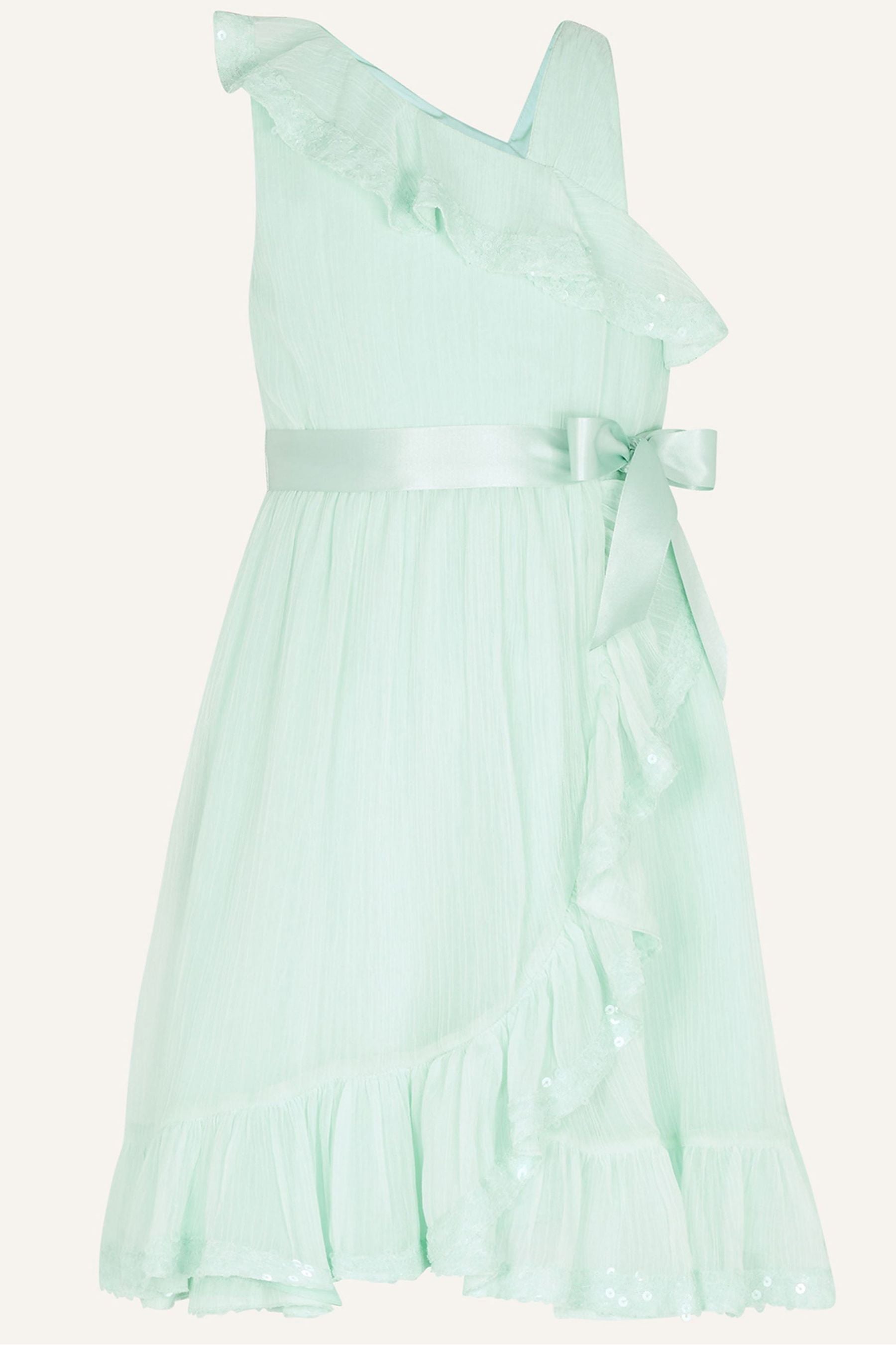 Green Monsoon Green Simone One-Shoulder Chiffon Dress