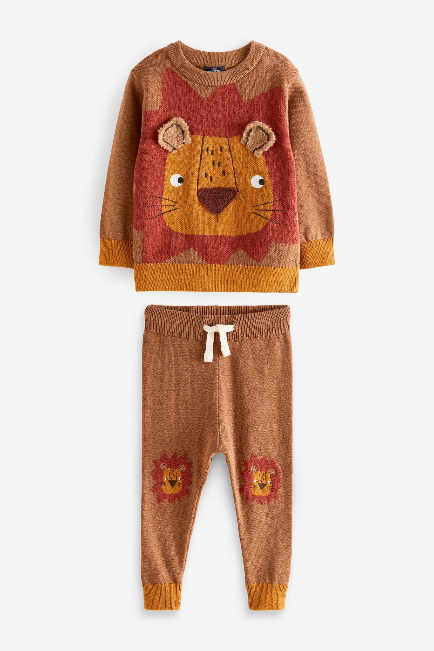 Rust Brown Knitted Lion Character Jumper (3mths-7yrs)