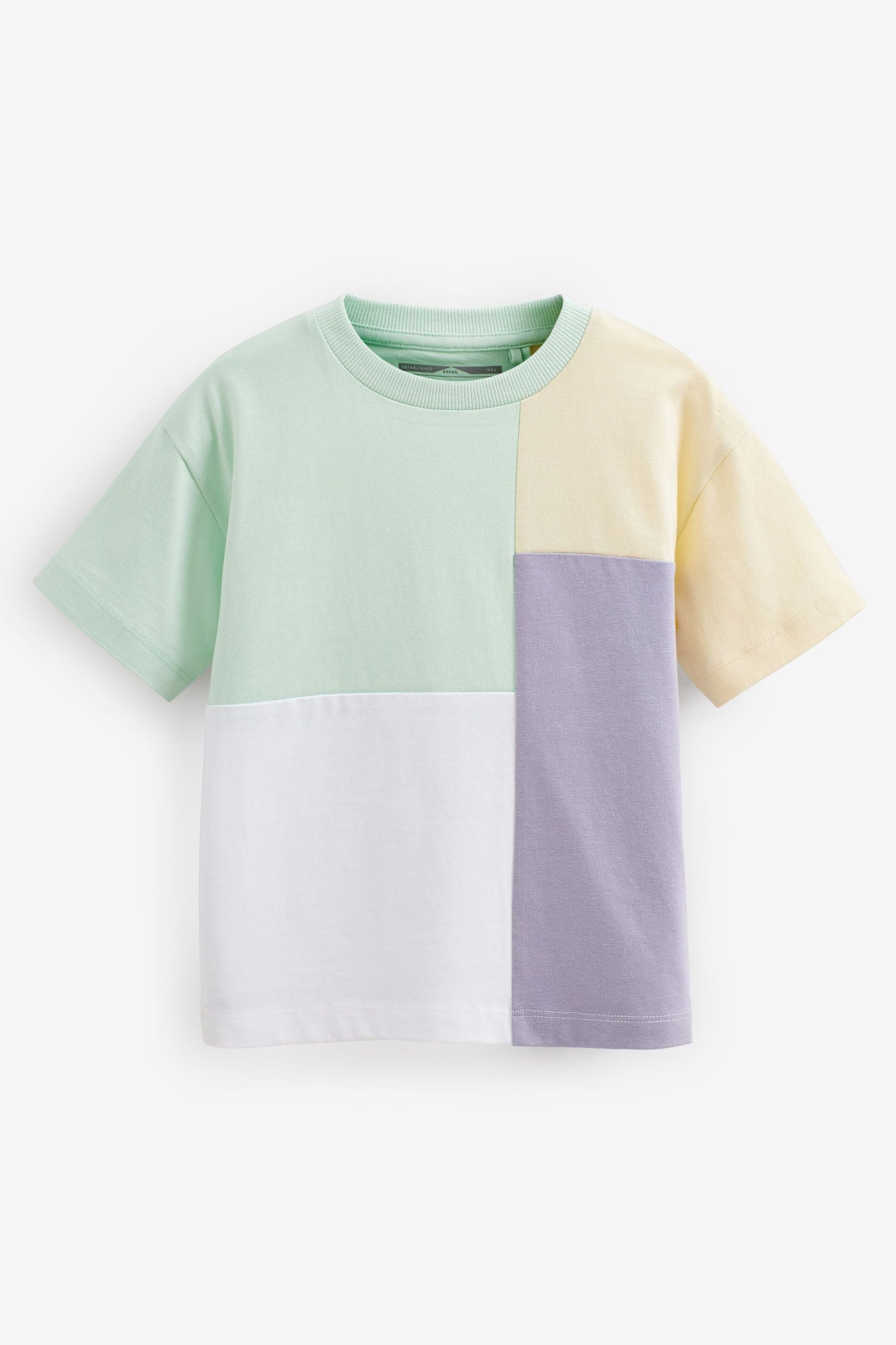 Green/Purple Oversized Short Sleeve Colourblock T-Shirt (3mths-7yrs)