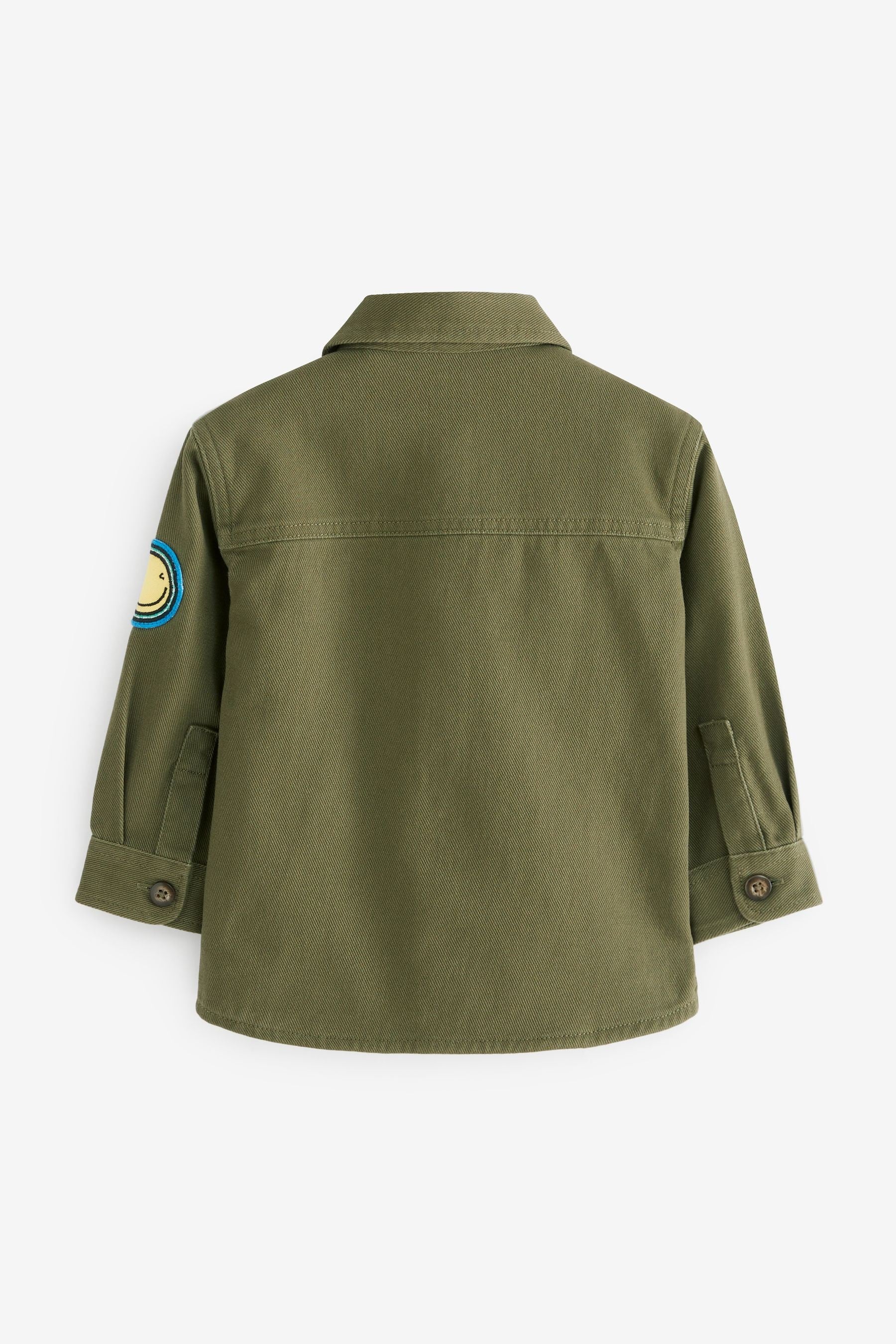 Khaki Green Long Sleeve Badged Twill Shirt (3mths-7yrs)