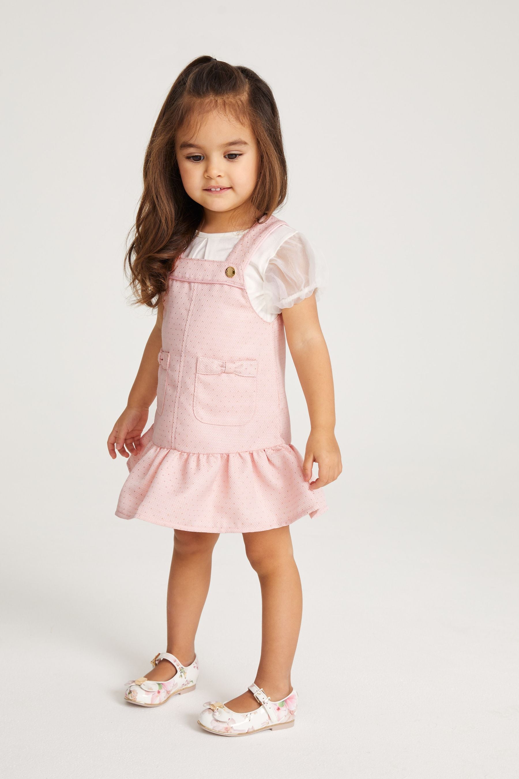 Pink Baker by Ted Baker Pink Pique Pinafore and T-Shirt Set