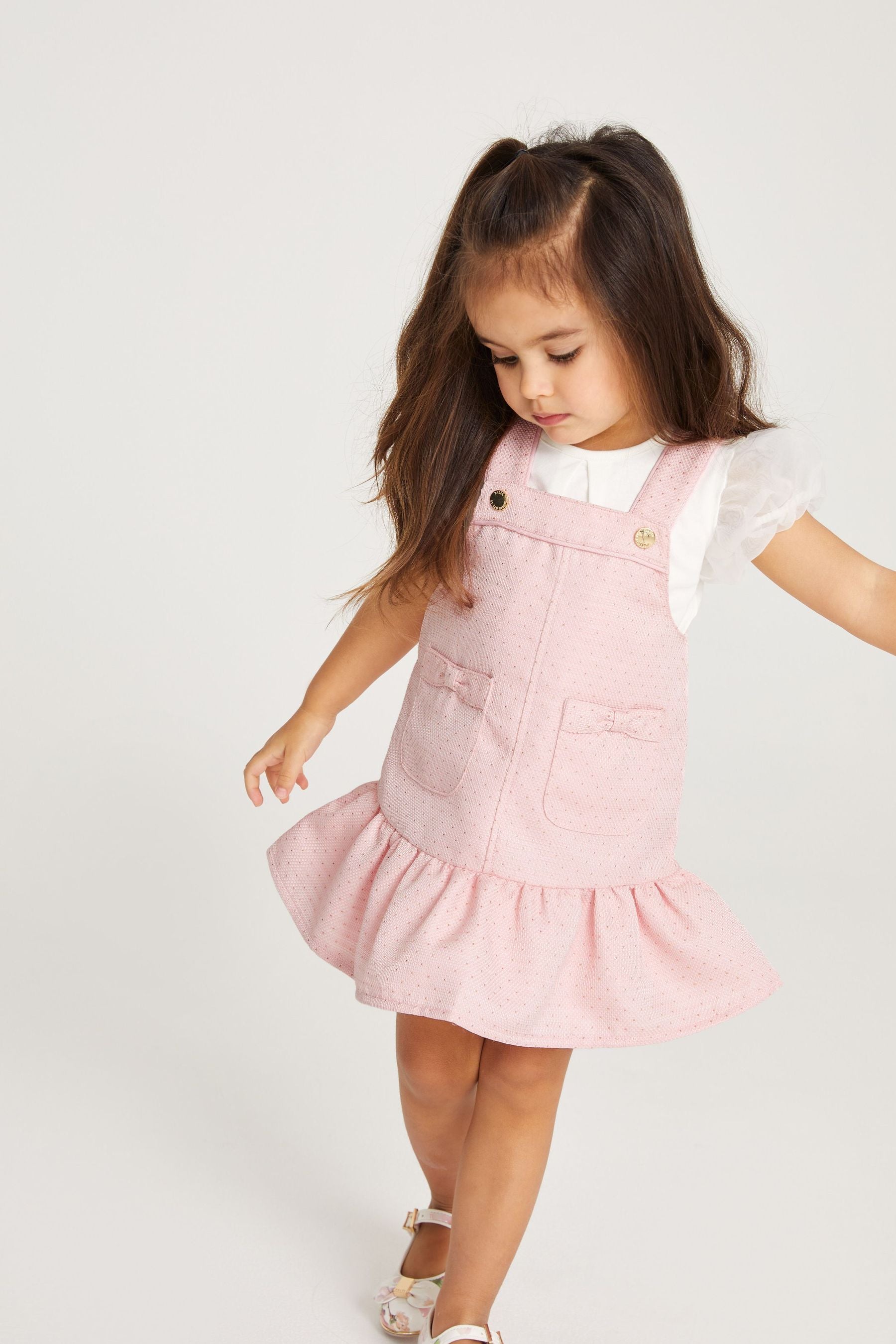 Pink Baker by Ted Baker Pink Pique Pinafore and T-Shirt Set