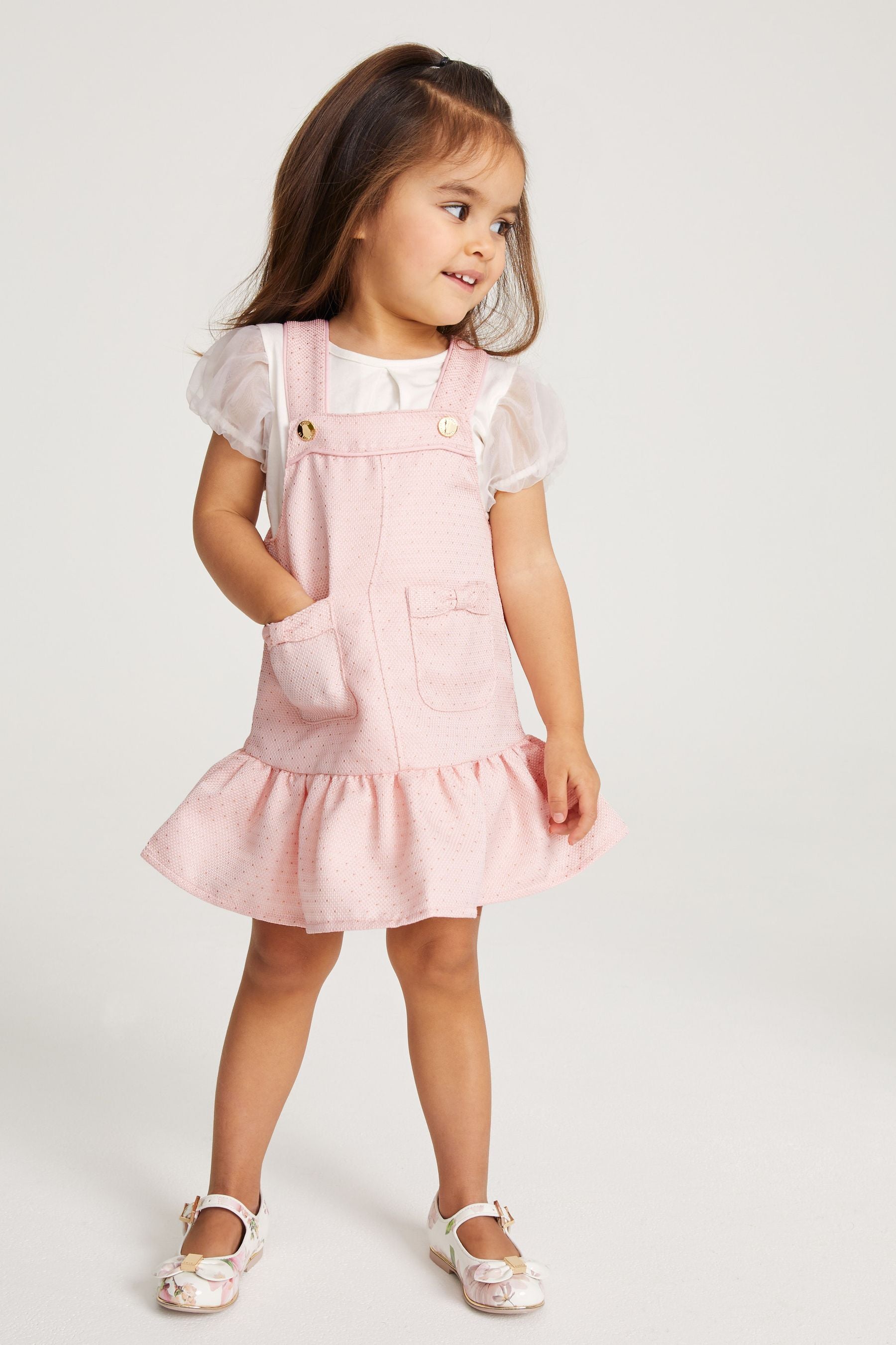 Pink Baker by Ted Baker Pink Pique Pinafore and T-Shirt Set