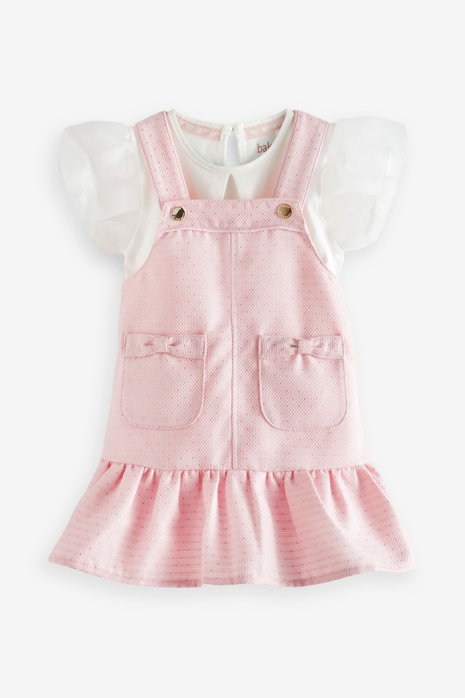 Pink Baker by Ted Baker Pink Pique Pinafore and T-Shirt Set