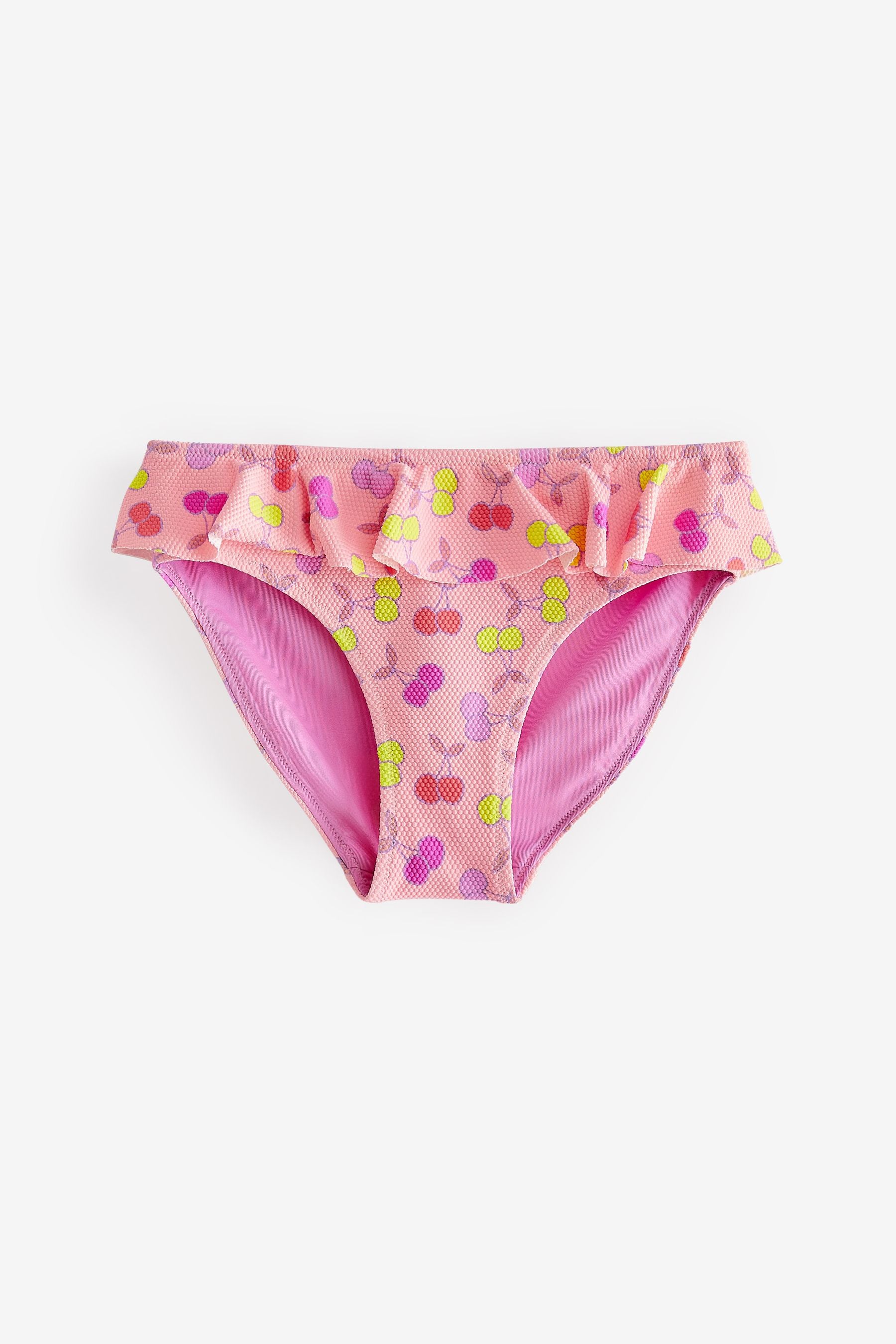 Fluro Pink Cherry Frill Sleeve Bikini (3-16yrs)