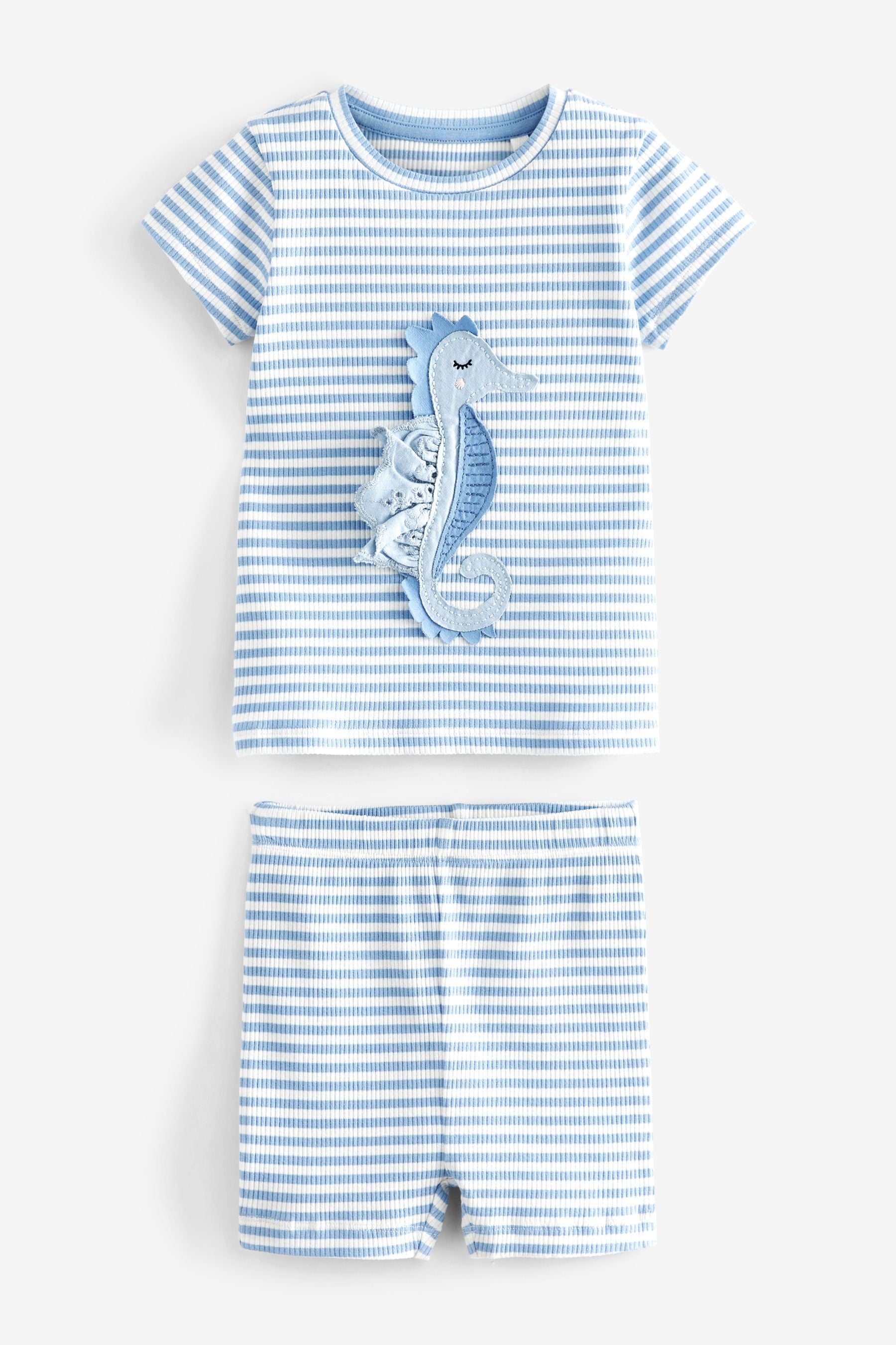 Blue Seahorse Short Pyjamas 3 Pack (3-16yrs)