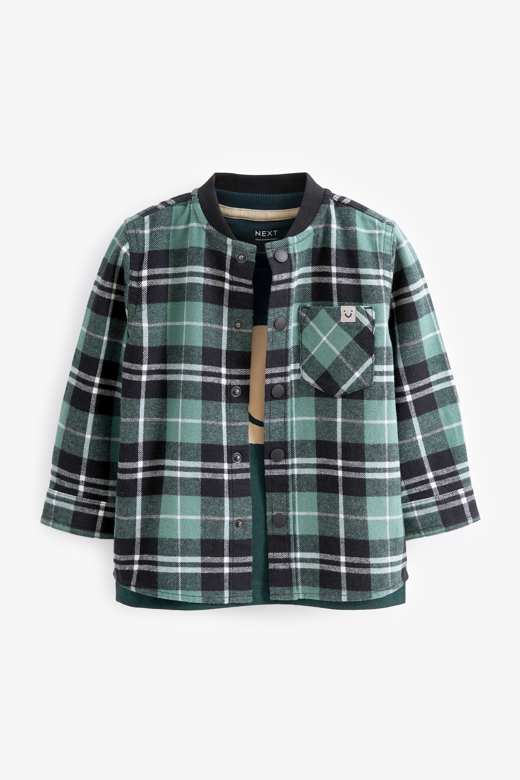 Green Check Shirt & T-Shirt Set (3mths-7yrs)