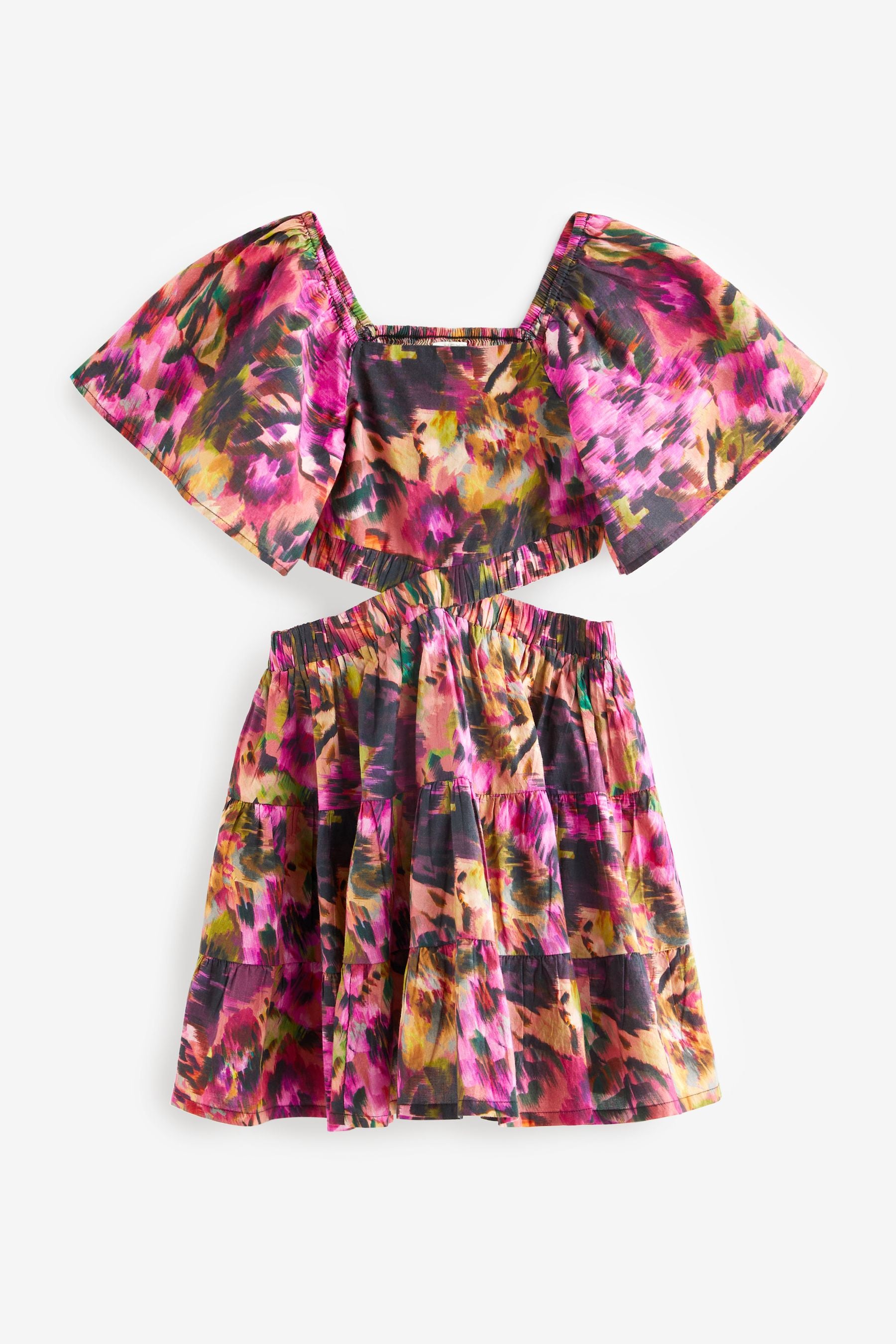 Pink Print Cut Out Detail Dress (3-16yrs)