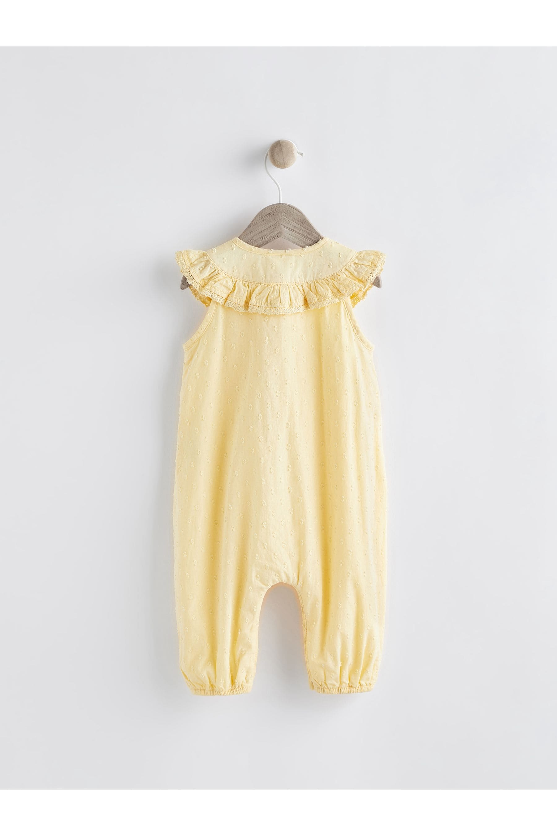 Lemon Yellow Woven Yoke Frill Baby Jumpsuit (0mths-2yrs)