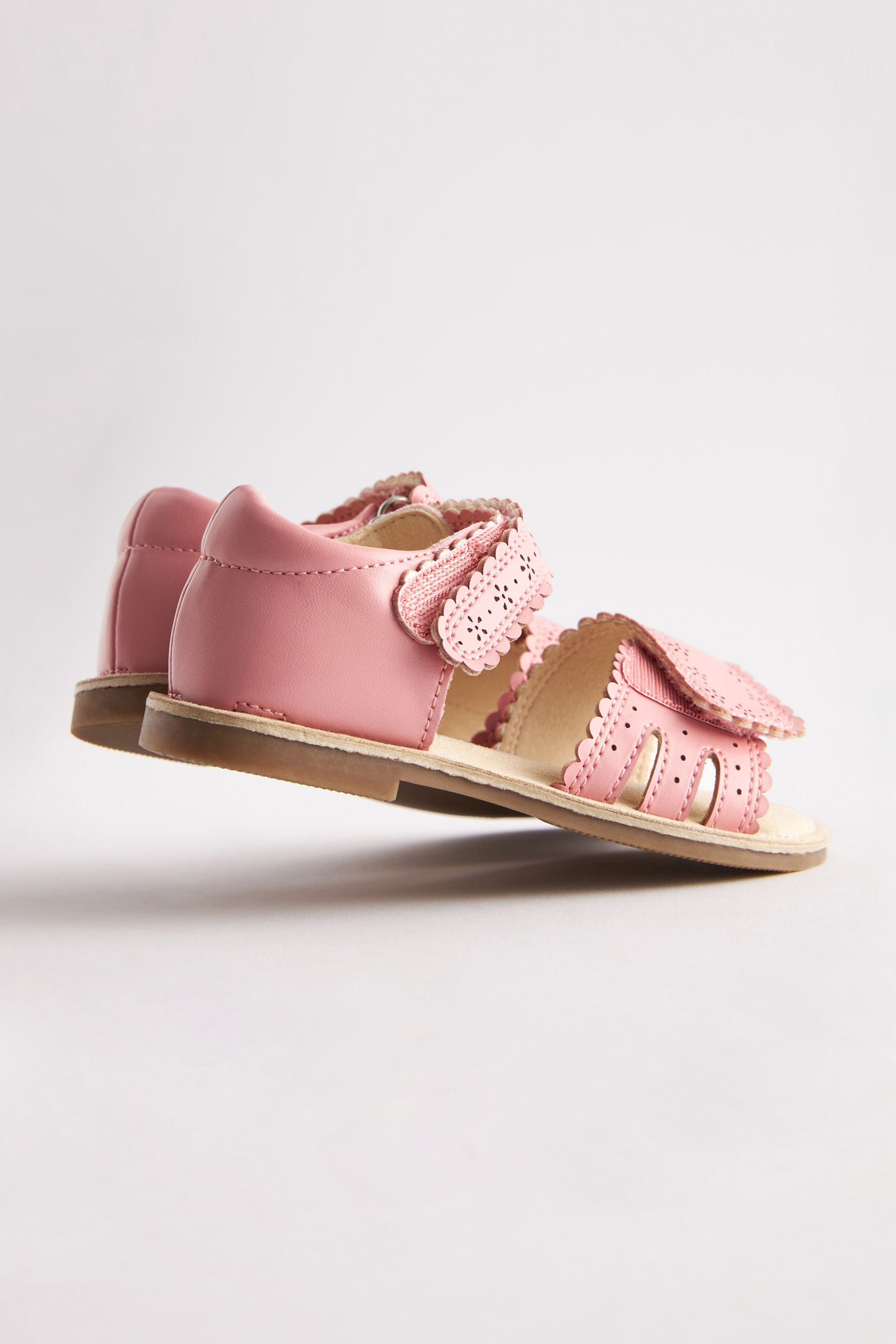 Pink Adjustable Strap Scallop Sandals