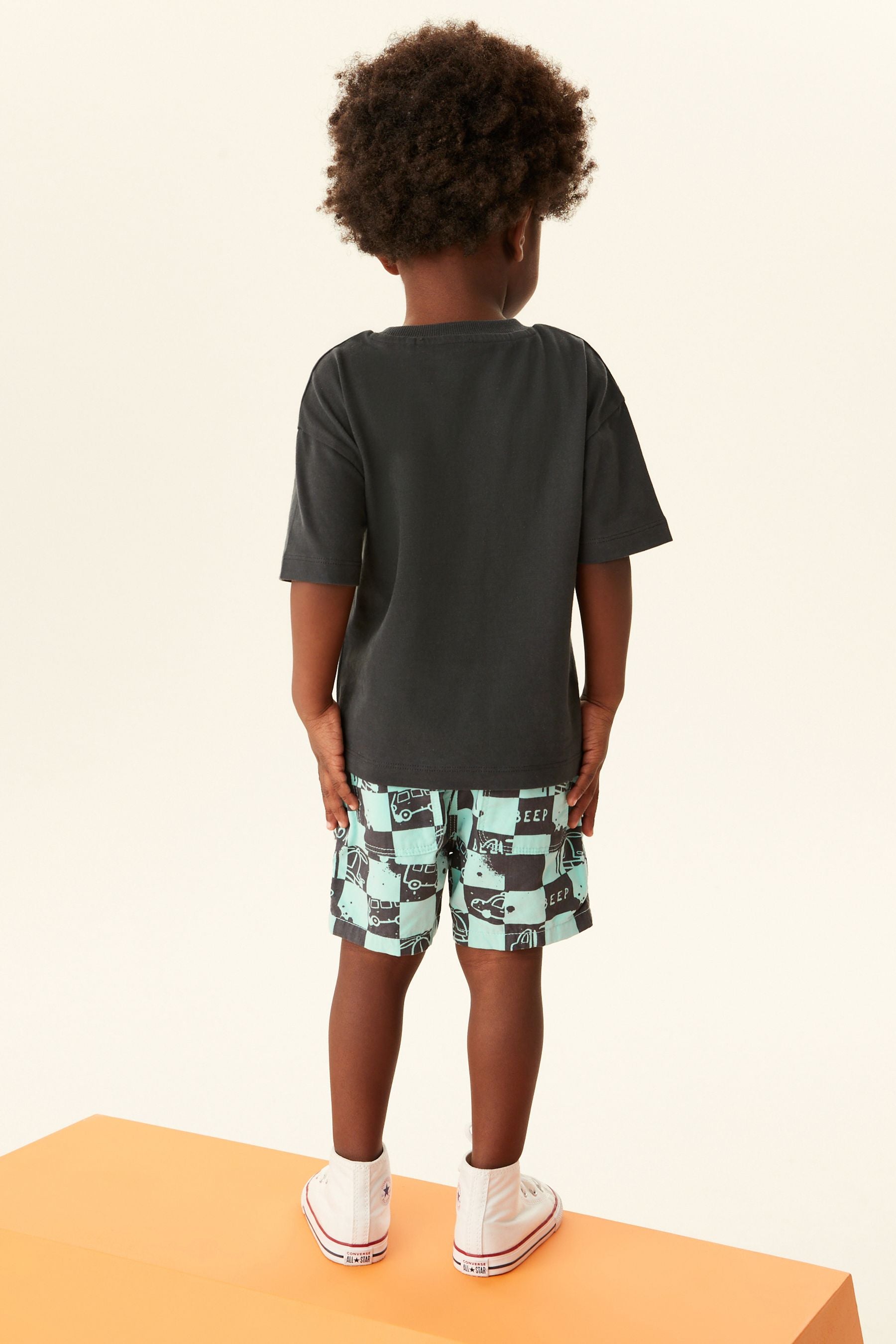 Aqua Blue Checkerboard Pull-On Shorts (3mths-7yrs)