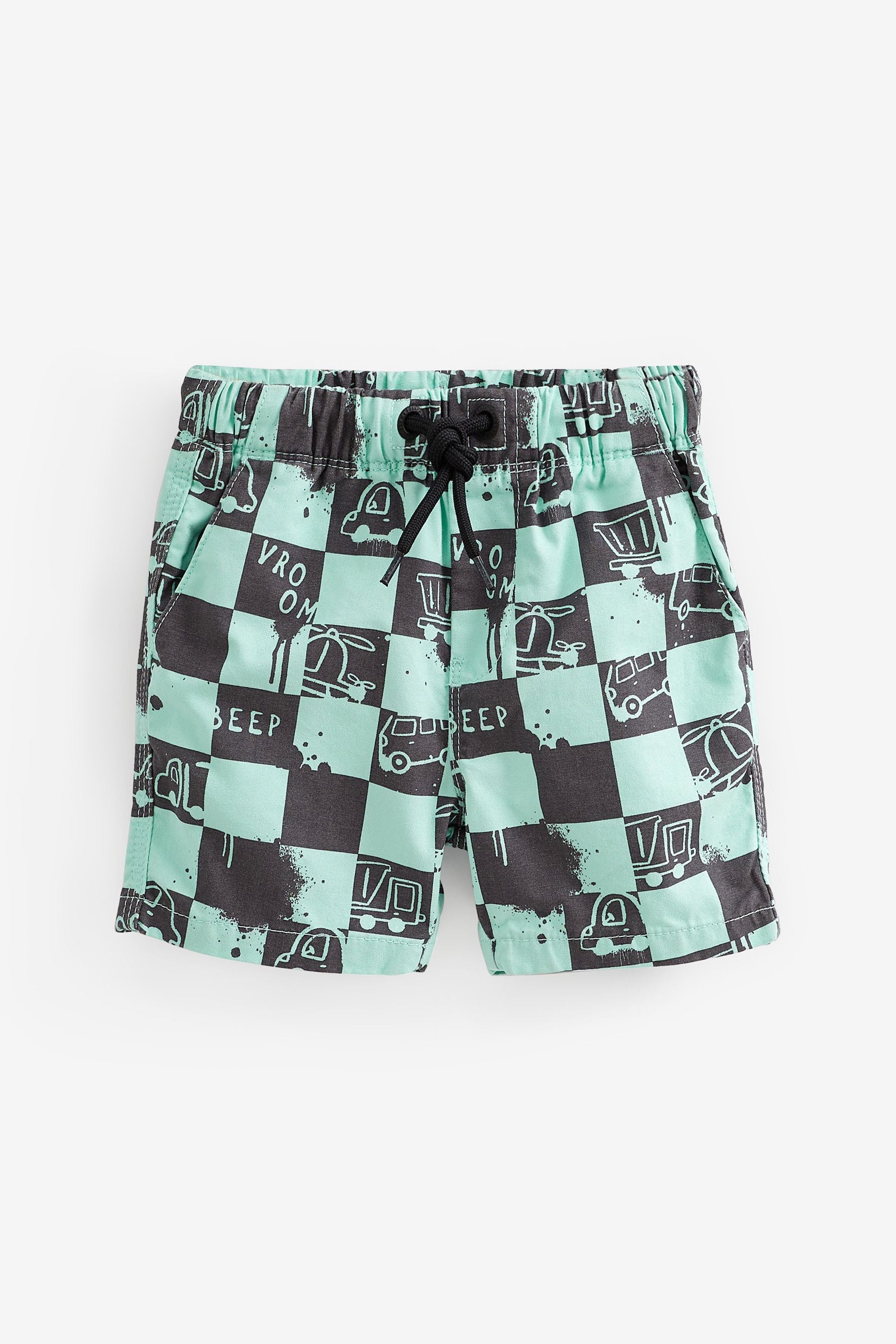 Aqua Blue Checkerboard Pull-On Shorts (3mths-7yrs)