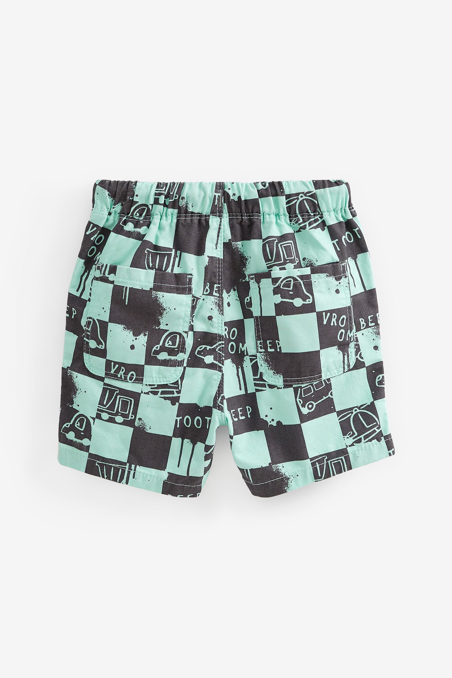 Aqua Blue Checkerboard Pull-On Shorts (3mths-7yrs)