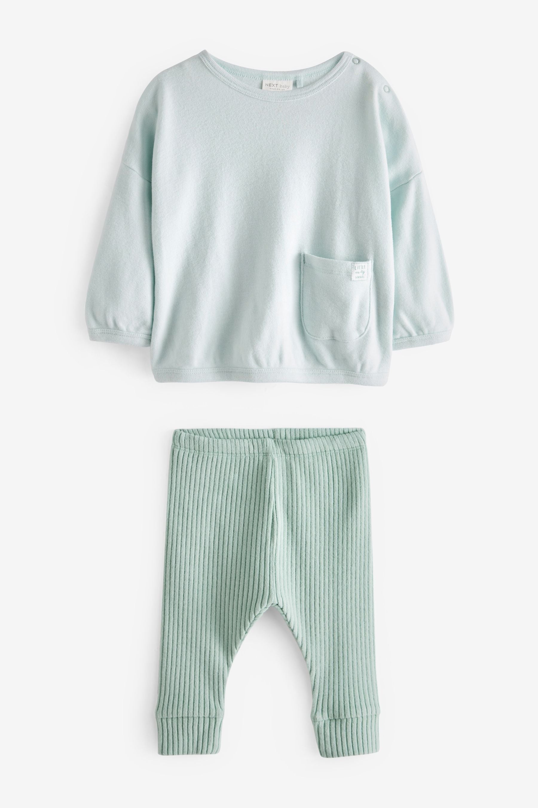 Teal Blue 2 Piece Baby Sweatshirt And Rib Leggings Set (0mths-2yrs)