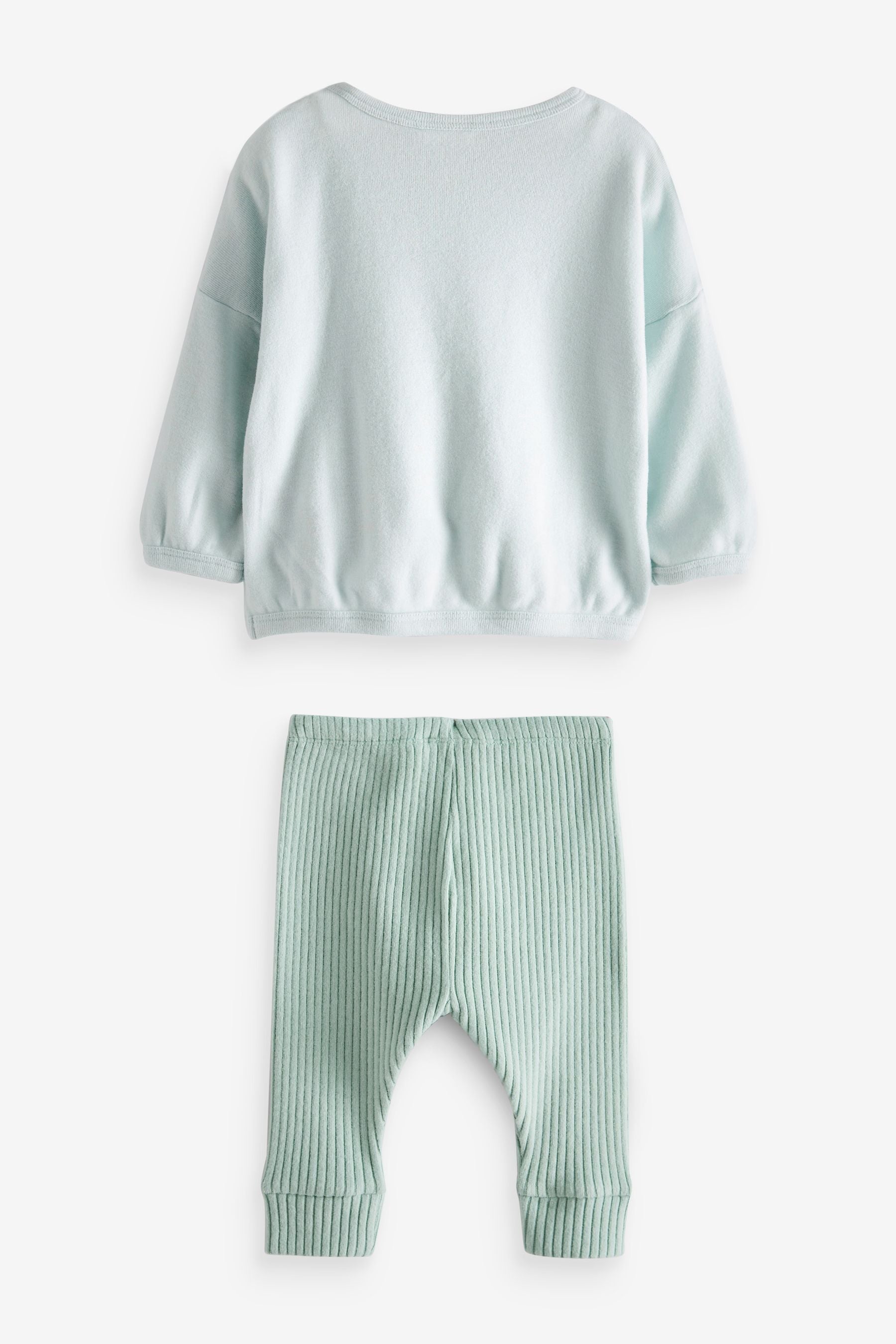 Teal Blue 2 Piece Baby Sweatshirt And Rib Leggings Set (0mths-2yrs)