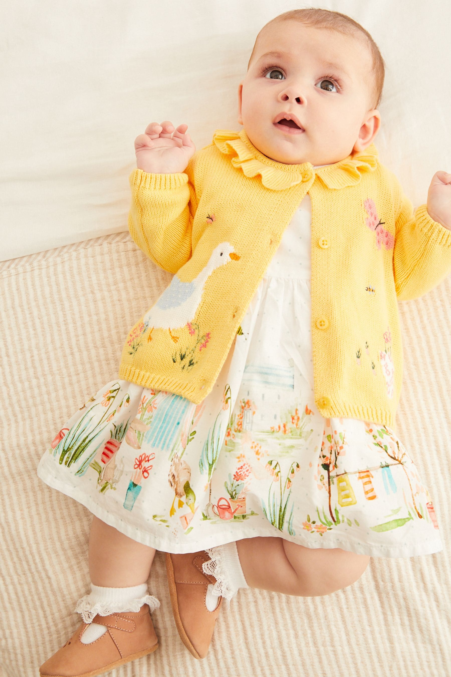 Yellow Embroidered Duck Baby Cardigan (0mths-2yrs)