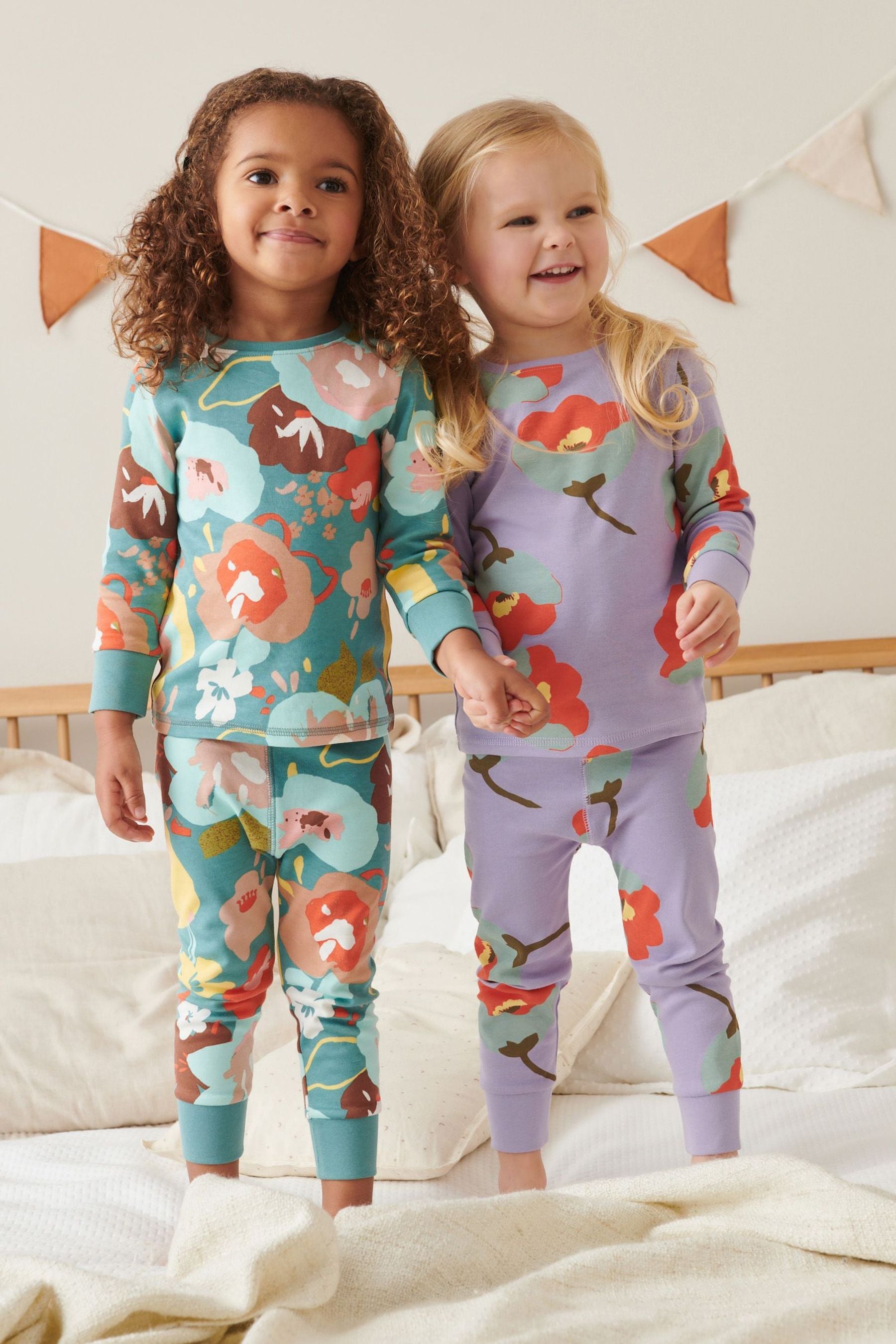 Purple/Green Floral Print Snuggle Pyjamas 2 Pack (9mths-16yrs)