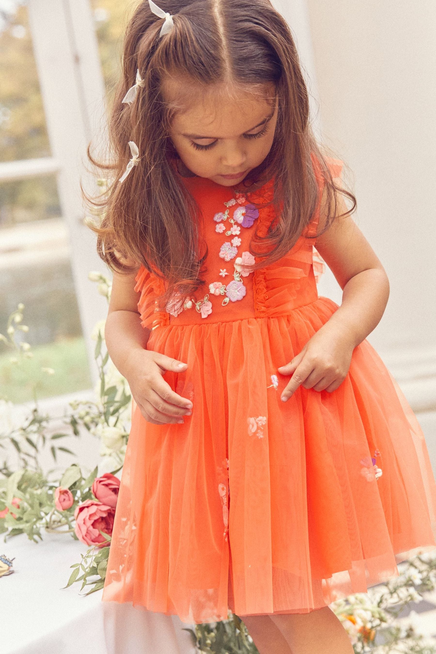 Soft Orange Mesh Party Dress (3mths-8yrs)