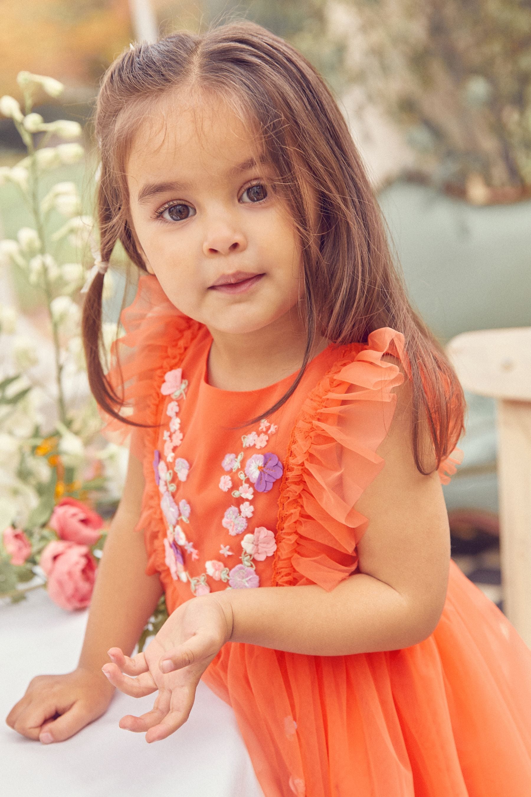 Soft Orange Mesh Party Dress (3mths-8yrs)