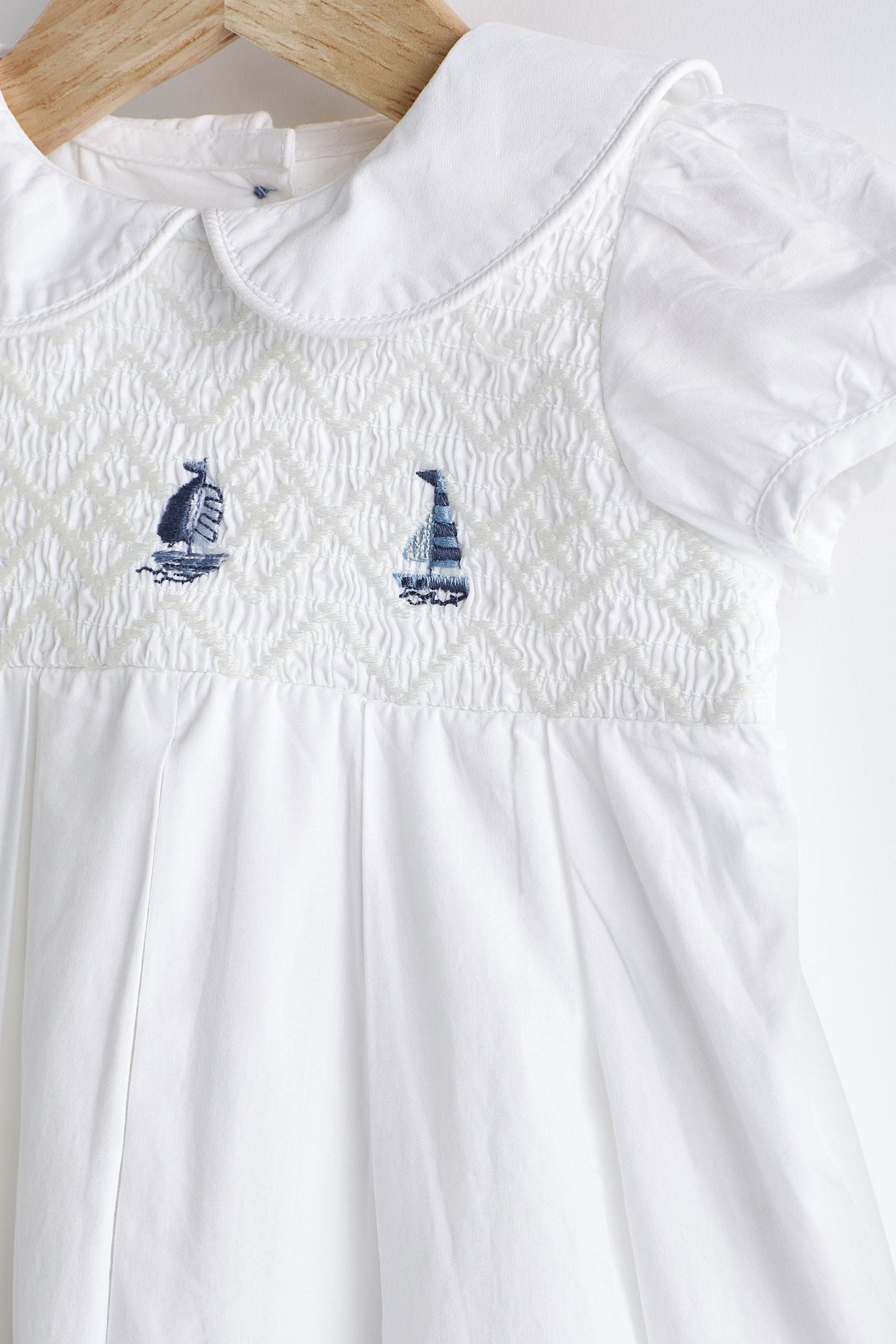 White Embroidered Baby Prom Dress With Knickers (0mths-2yrs)