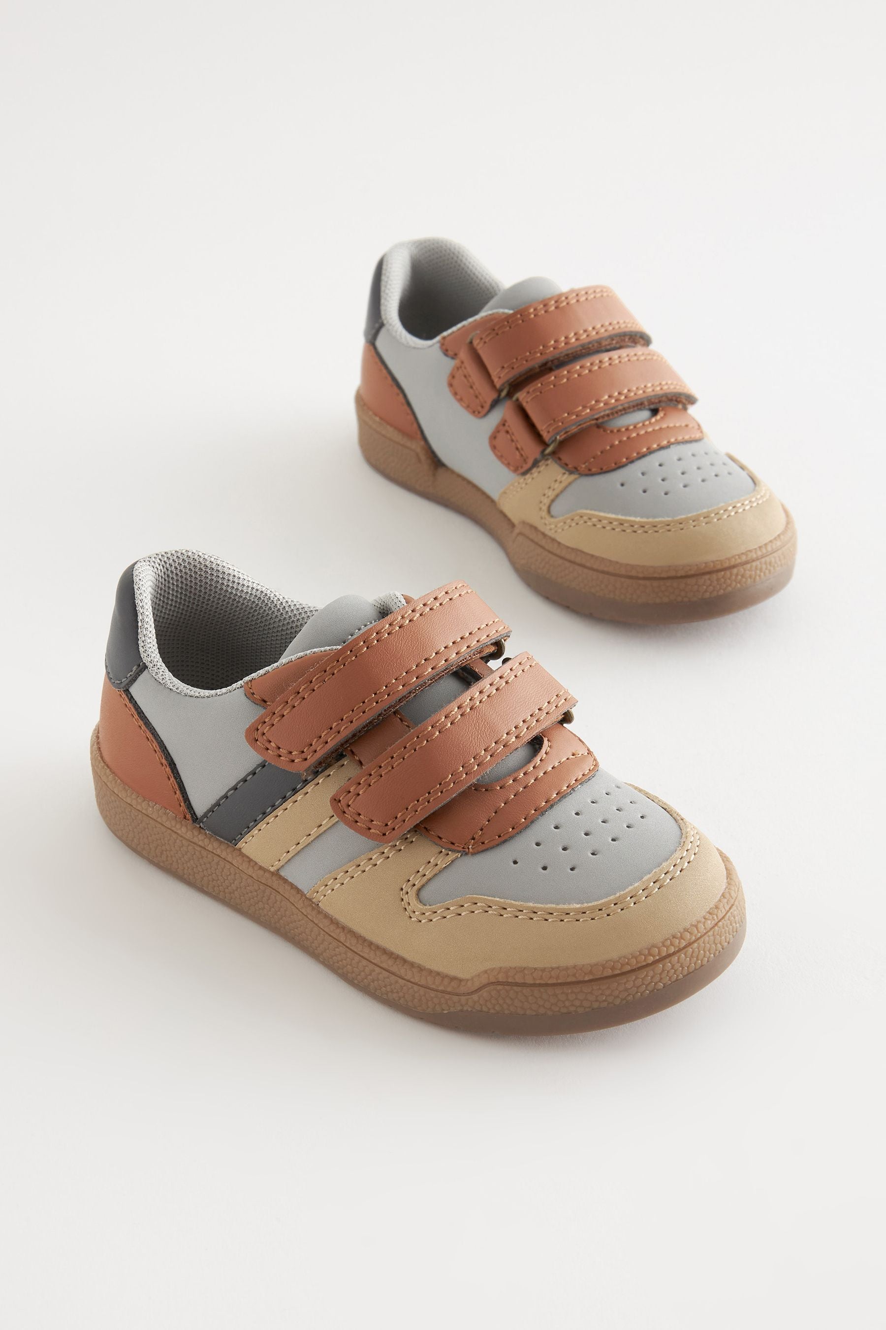 Tan Brown Skate Strap Touch Fastening Shoes