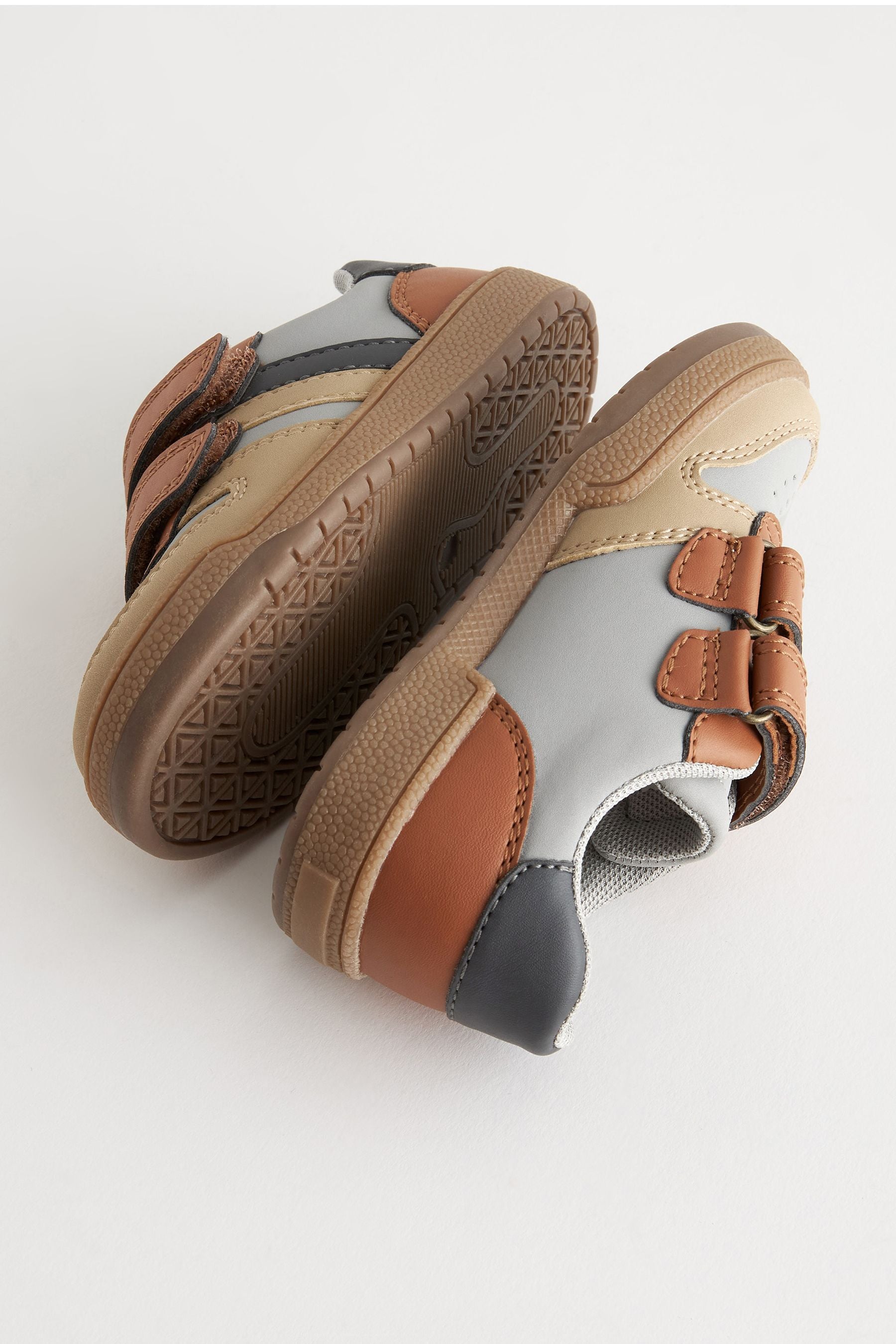 Tan Brown Skate Strap Touch Fastening Shoes