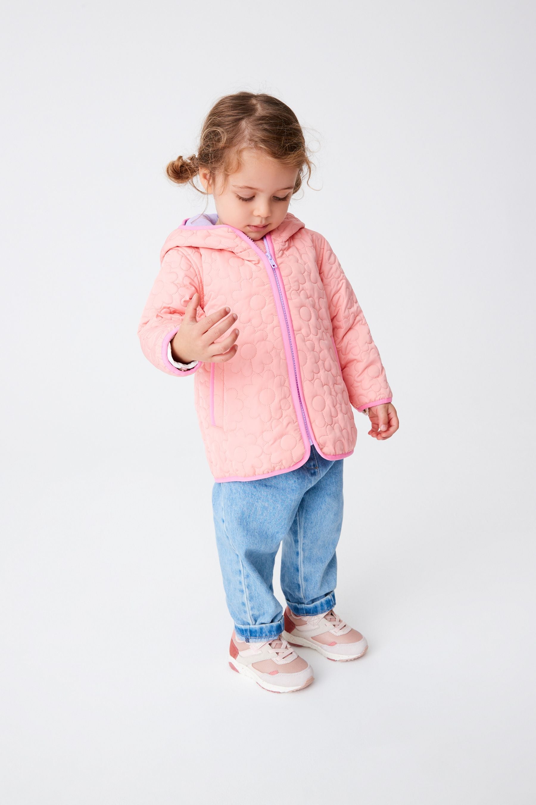 Coral Pink Floral Quilted Hooded Jacket (6mths-7yrs)