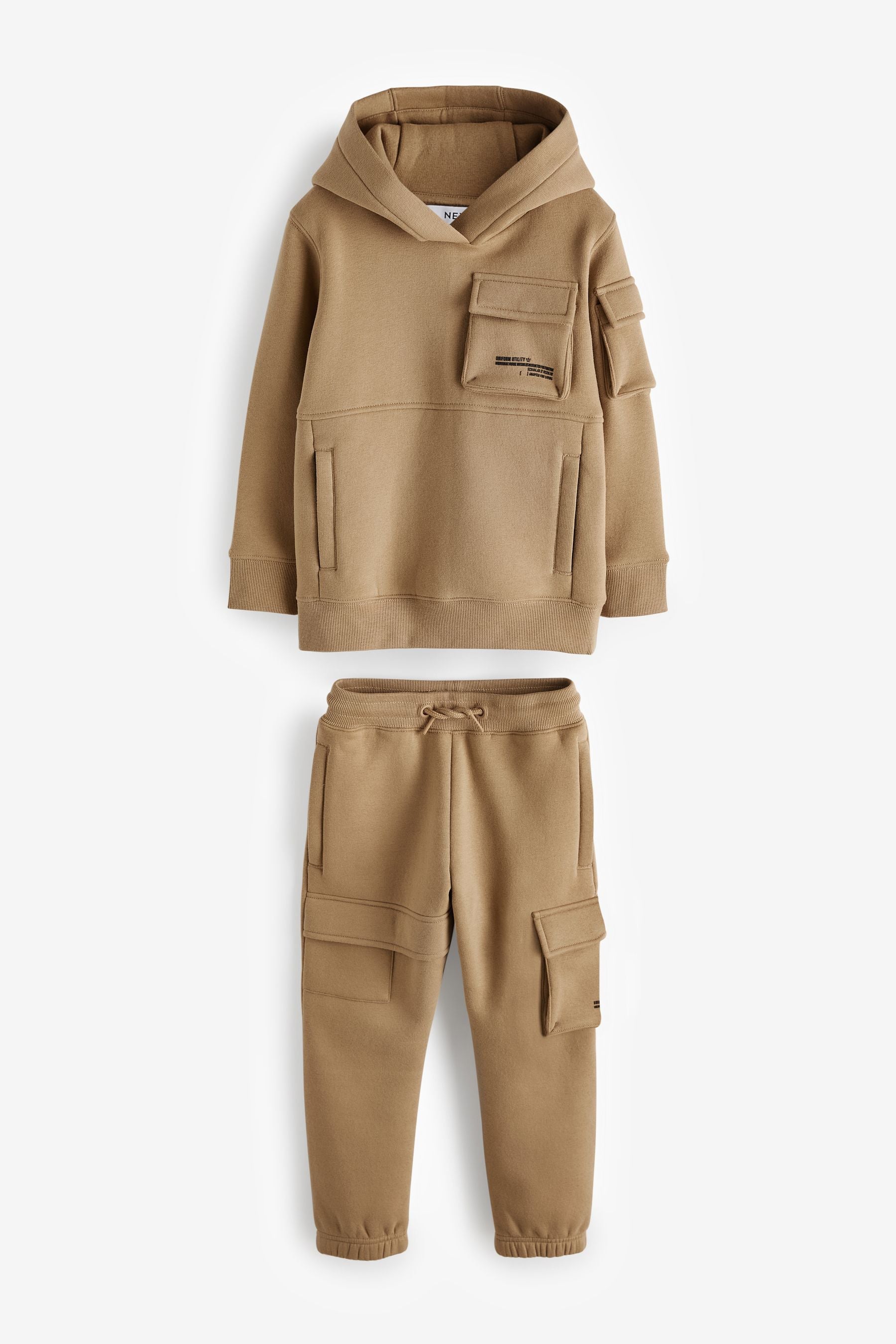 Tan Brown Utility Hoodie And Joggers (3-16yrs)