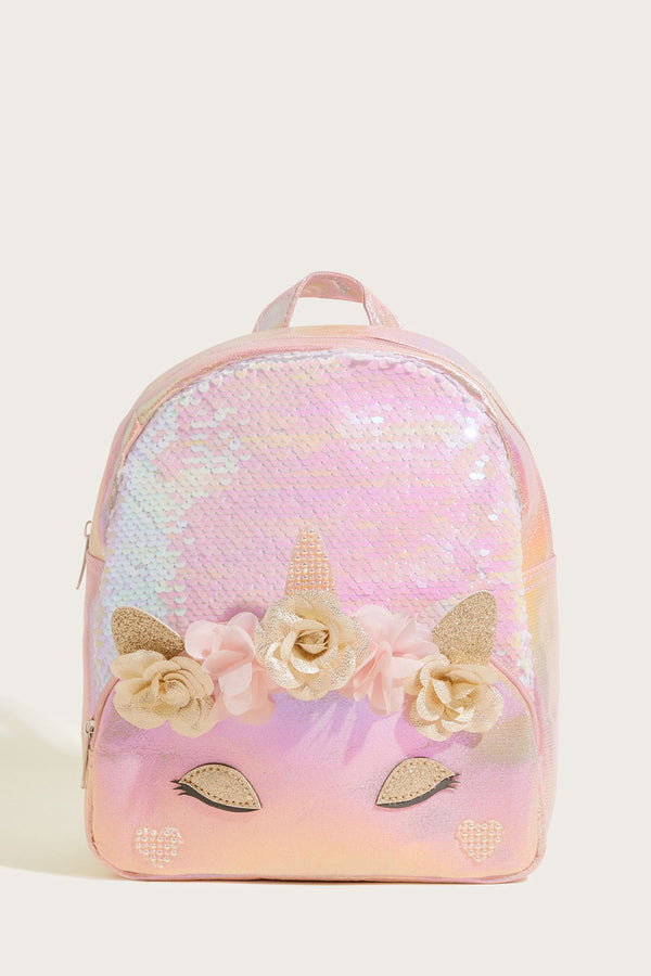 Monsoon Pink Flower Sequin Unicorn Backpack