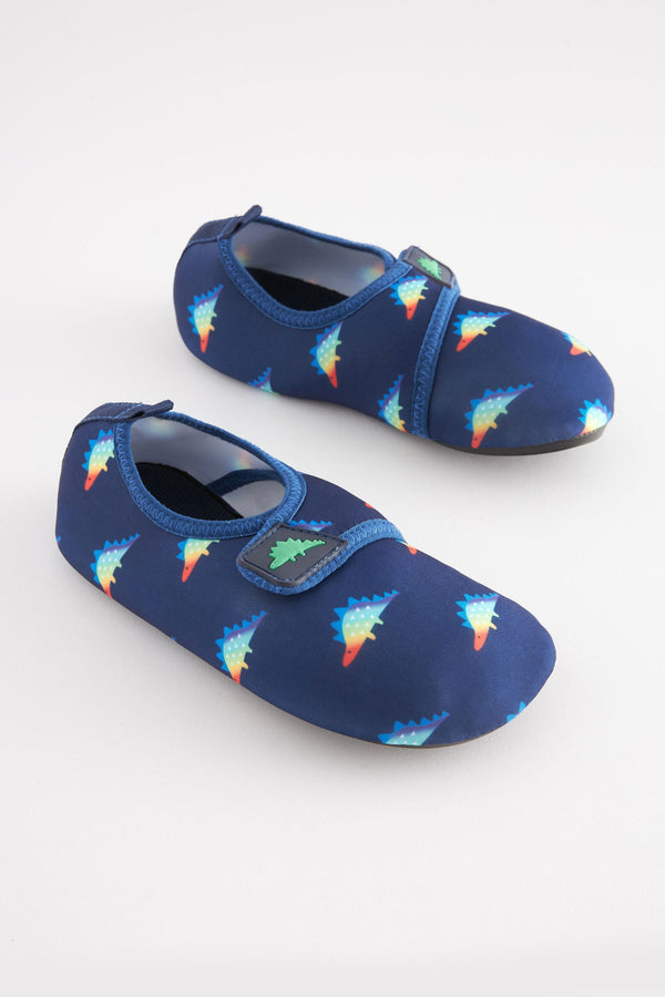 Navy Blue Dinosaur Beach Sock Shoes