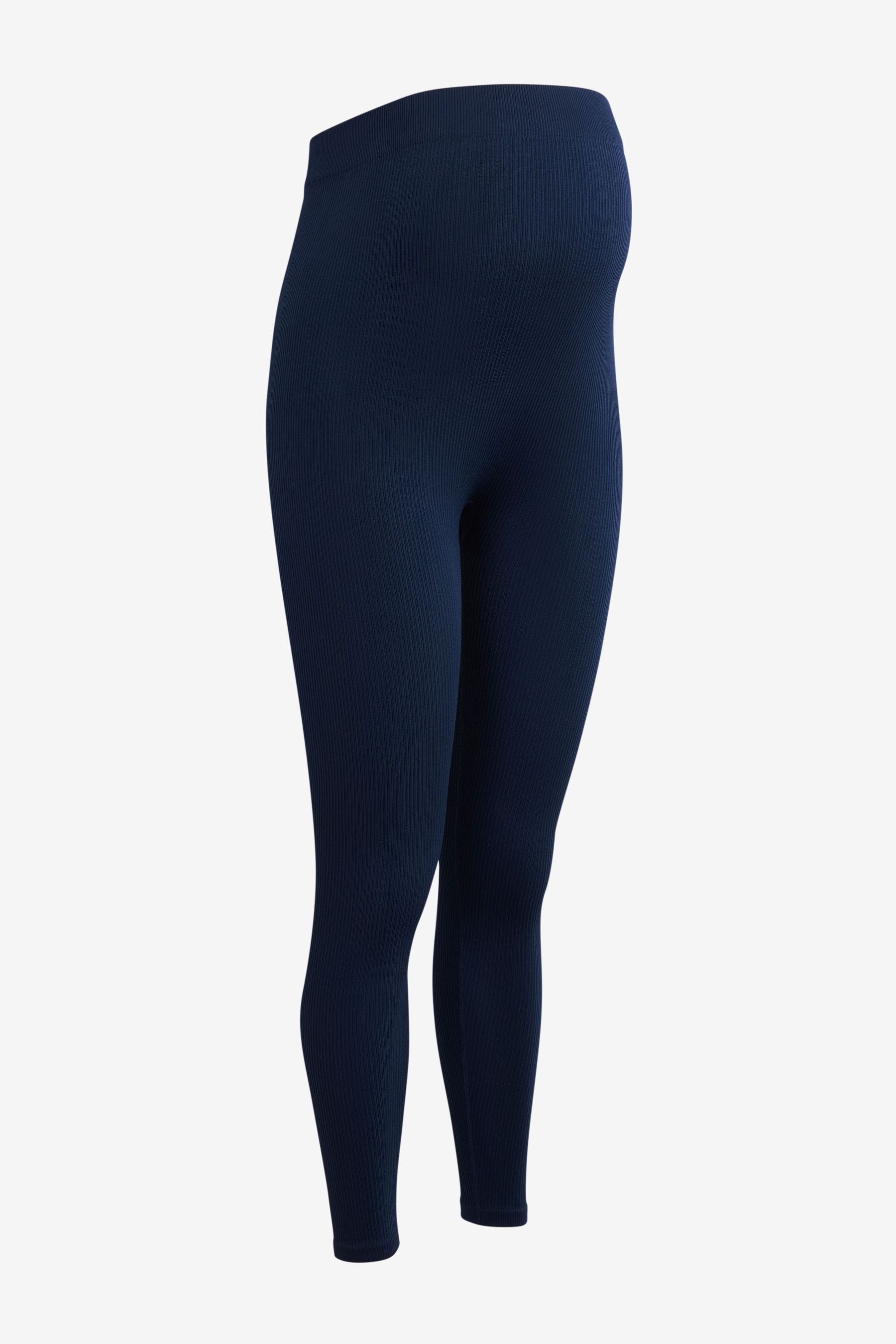 Navy Blue Maternity Ribbed Leggings