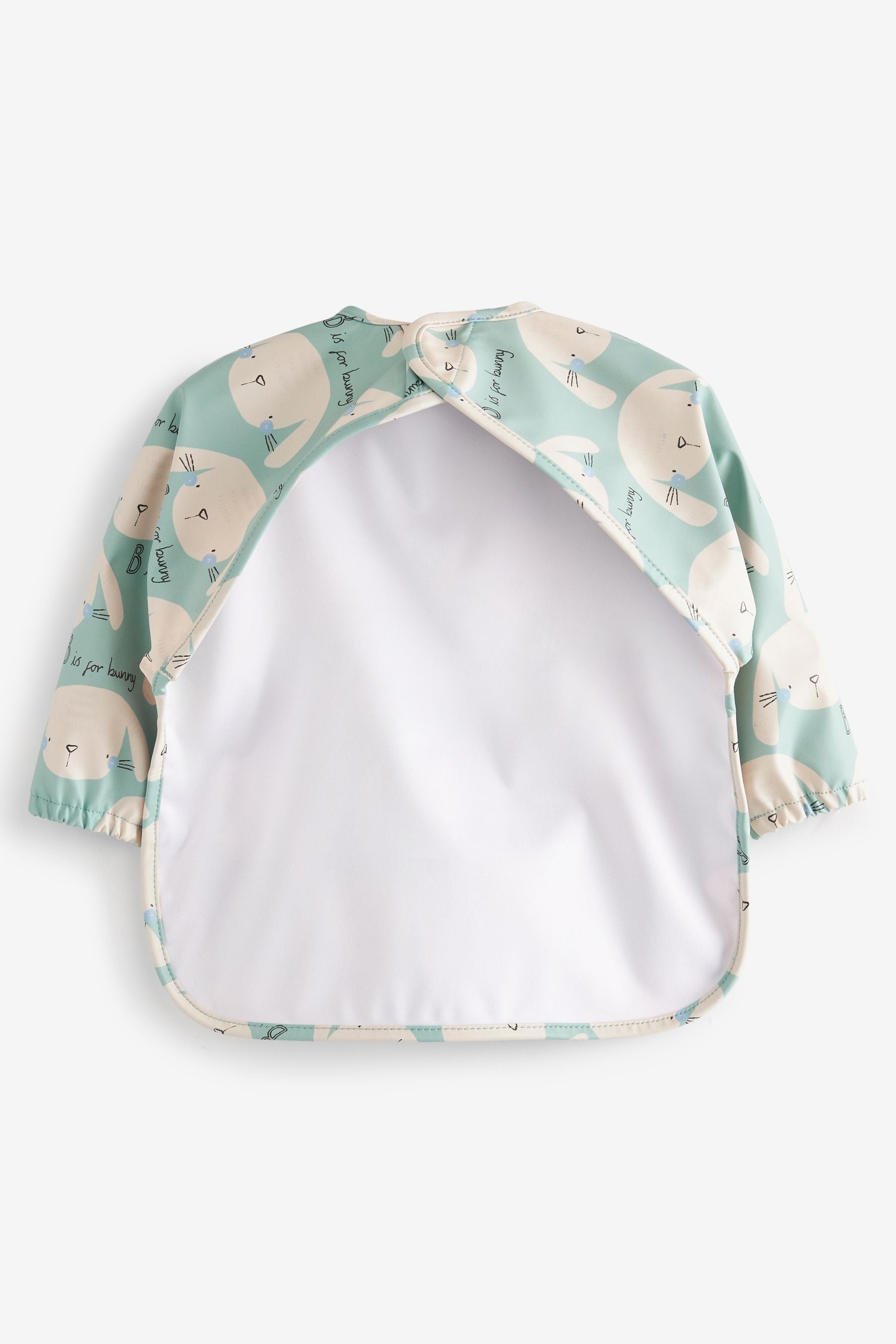 Mint Green Bunny Baby Weaning And Feeding Sleeved Bib (6mths-3yrs)