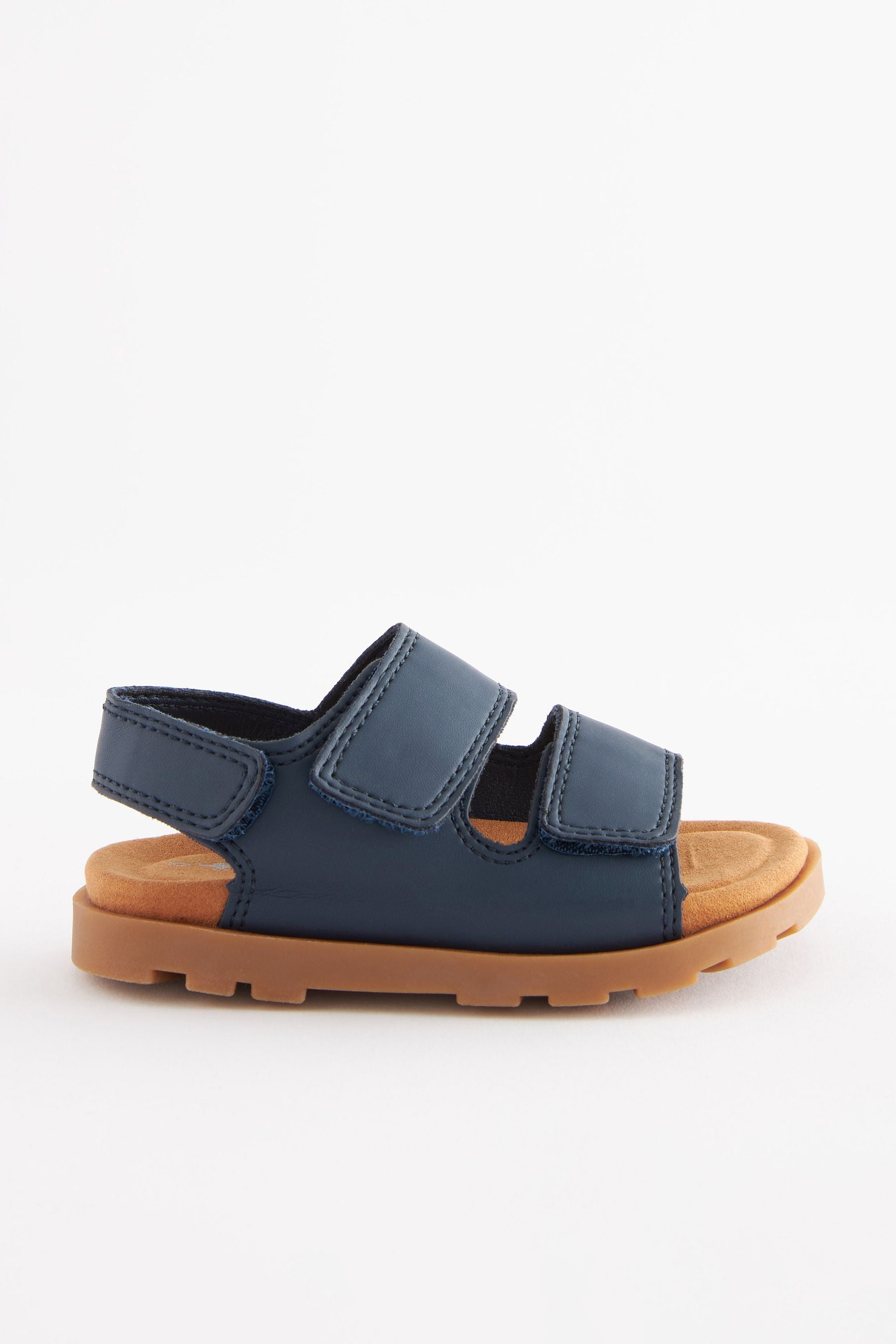 Navy Blue Cushioned Double Touch Fastening Strap Sandals