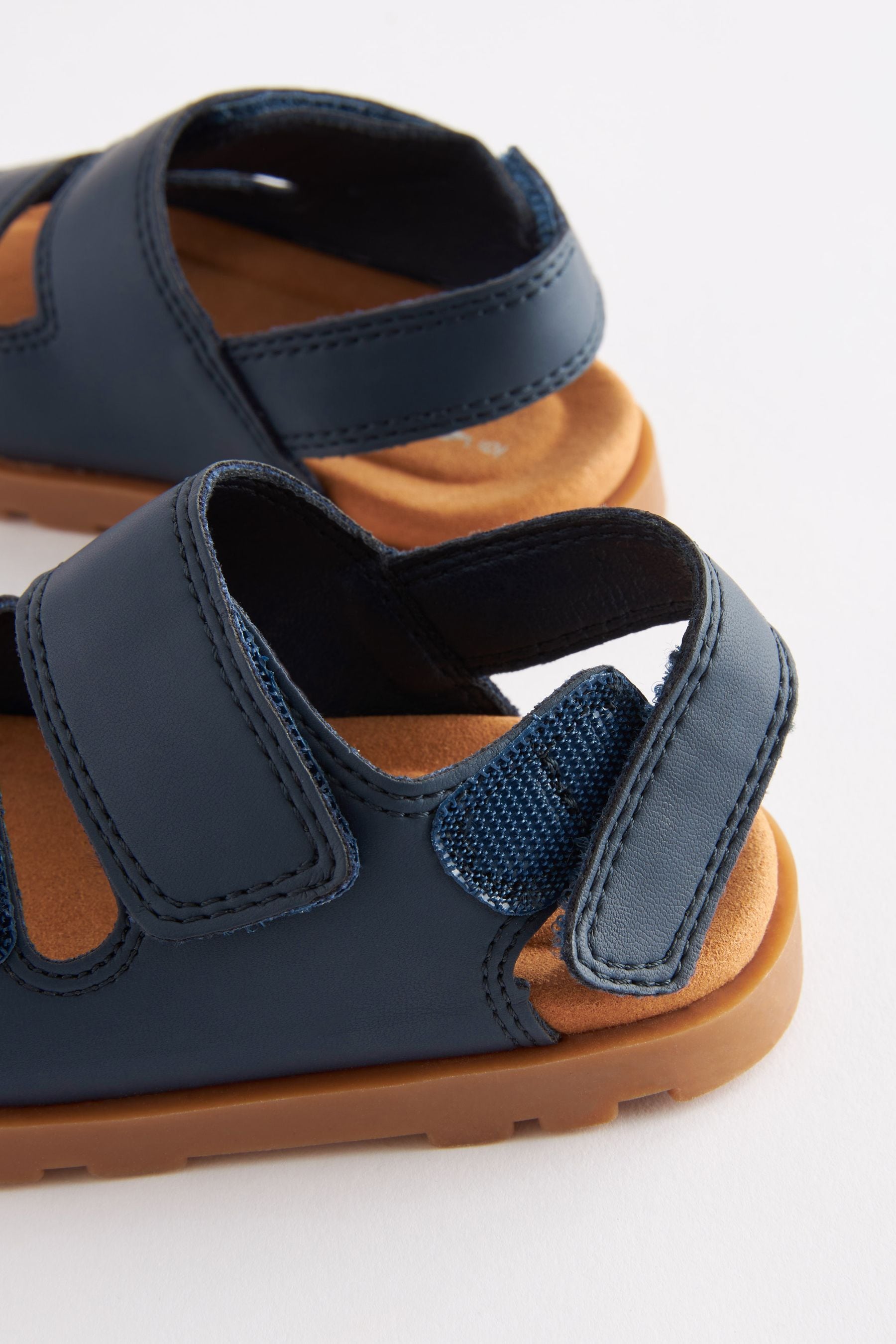 Navy Blue Cushioned Double Touch Fastening Strap Sandals