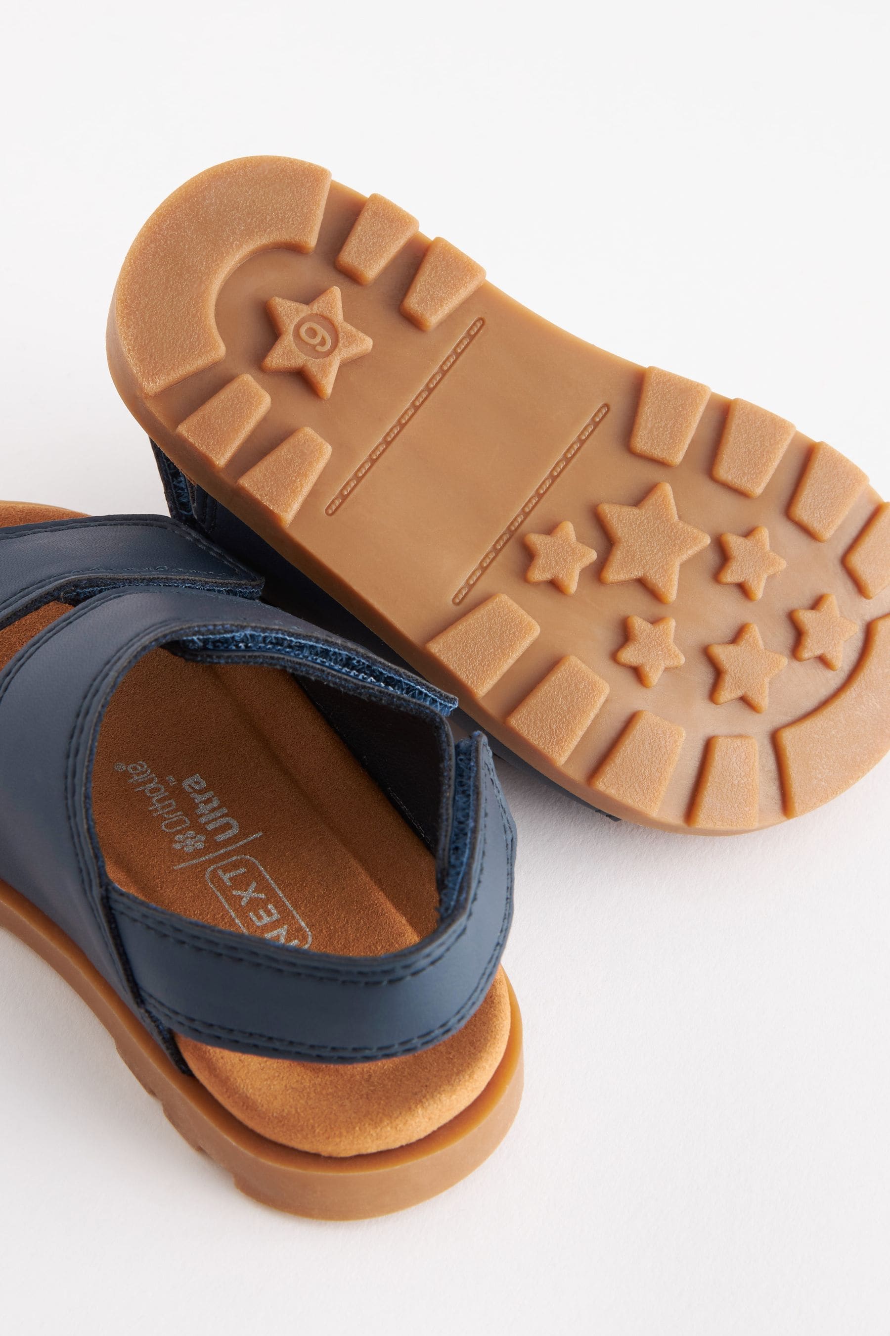 Navy Blue Cushioned Double Touch Fastening Strap Sandals