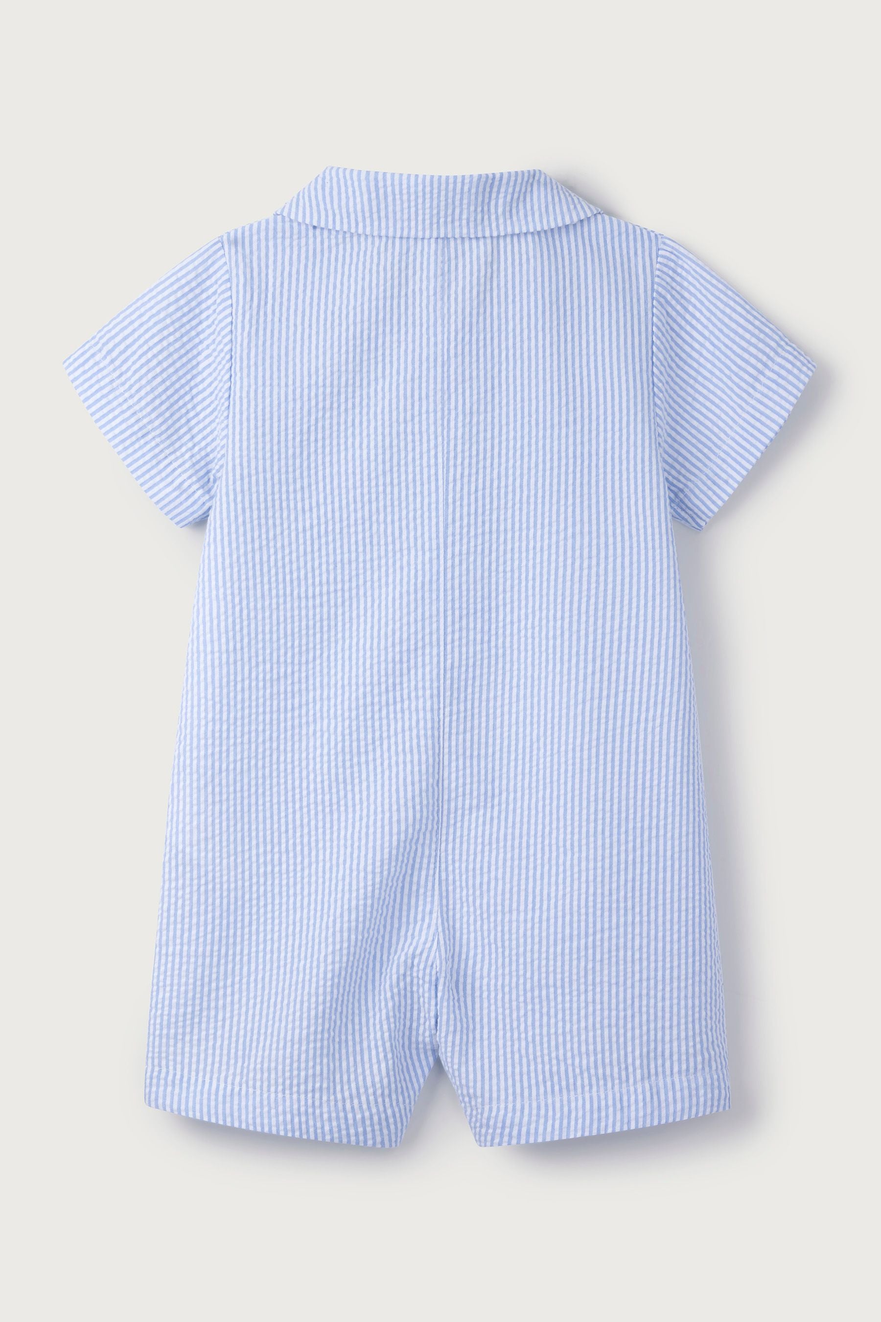 The White Company Blue Fish Embroidered Seersucker Shortie Pyjamas